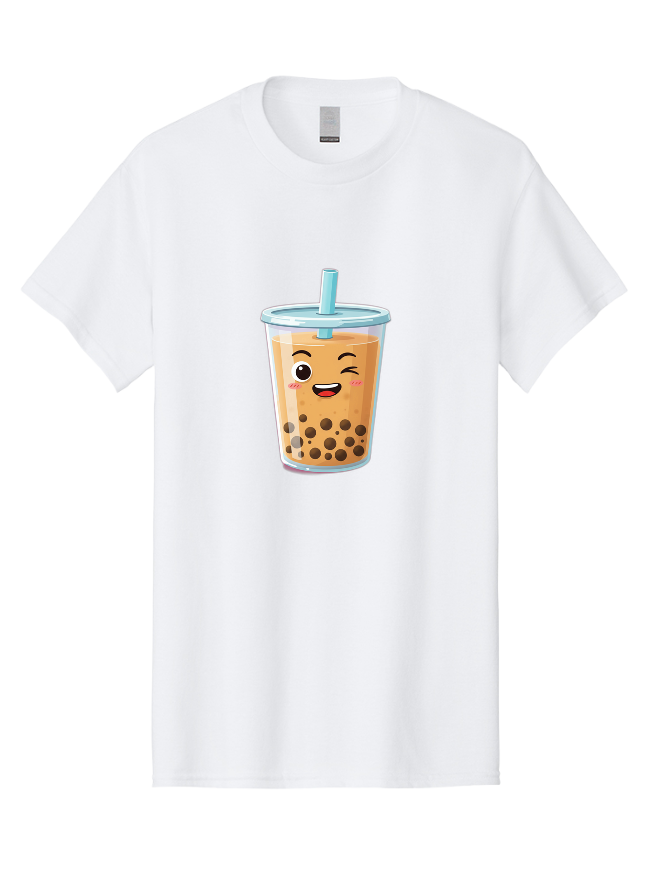 Bubble-Tea-20 Men'S Graphic Tee, 100% Cotton, Comfortable Casual Summer Wear, Machine Washable, Bubble Tea, Boba Drink, Cartoon Illustration, Smiling Face, Happy Beverage, Milk Tea, Tapioca Pearls, Kawaii Culture, Cute Straw, Refreshing Drink Bac701