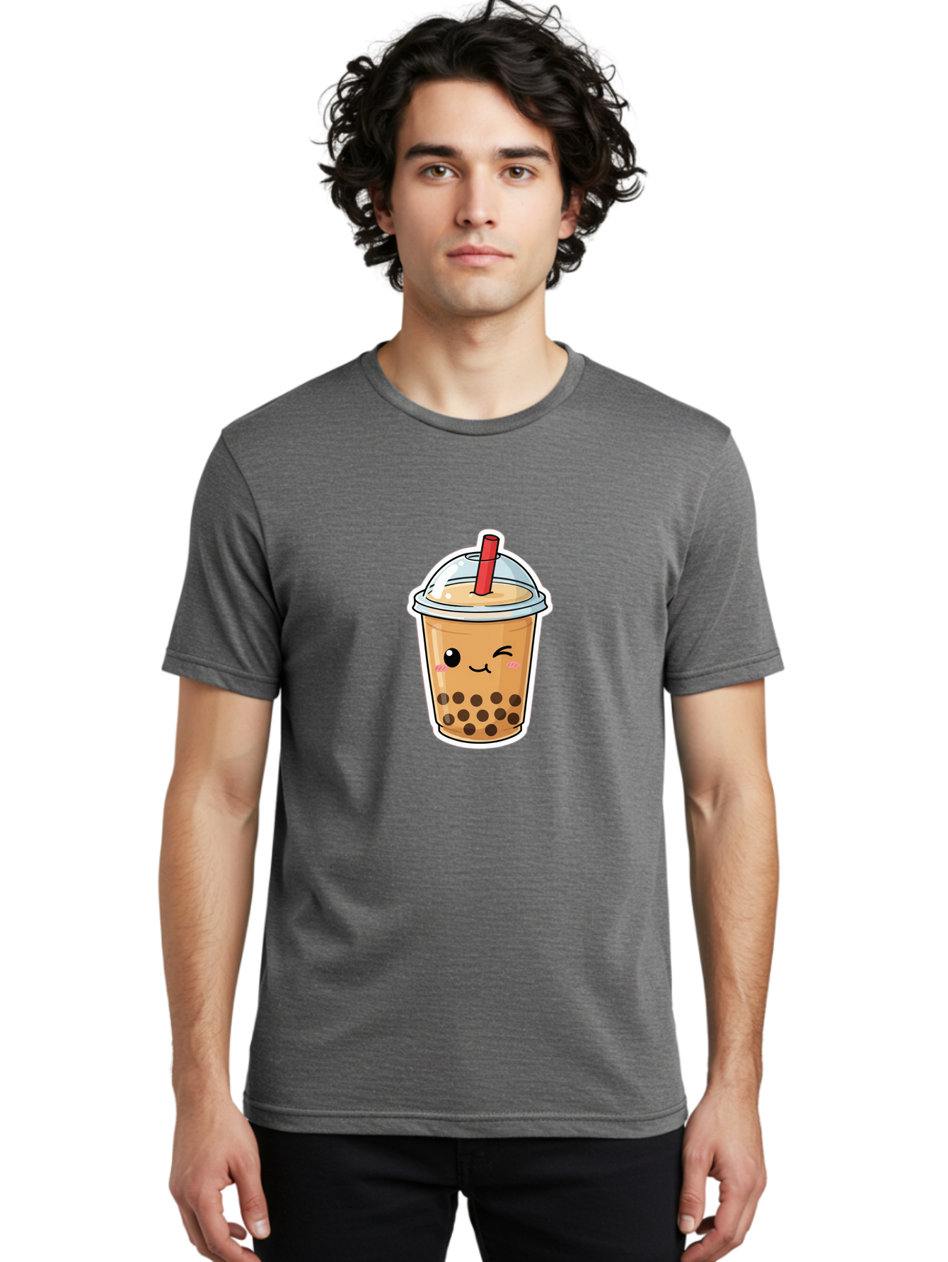 Bubble-Tea-21 Men'S Graphic Tee, 100% Cotton, Comfortable Casual Summer Wear, Machine Washable, Bubble Tea, Boba, Tea Drink, Straw, Cartoon, Cute, Kawaii, Adorable, Beverage, Drink, Tea, Coffee Shop, Milk Tea, Tapioca Pearls, Fun, Playful Bac702