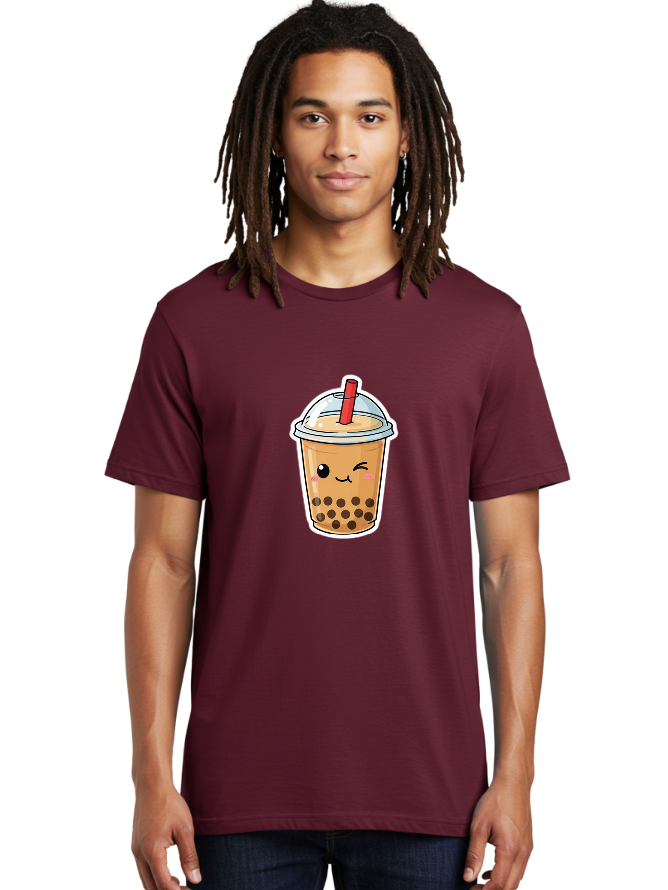 Bubble-Tea-21 Men'S Graphic Tee, 100% Cotton, Comfortable Casual Summer Wear, Machine Washable, Bubble Tea, Boba, Tea Drink, Straw, Cartoon, Cute, Kawaii, Adorable, Beverage, Drink, Tea, Coffee Shop, Milk Tea, Tapioca Pearls, Fun, Playful Bac702