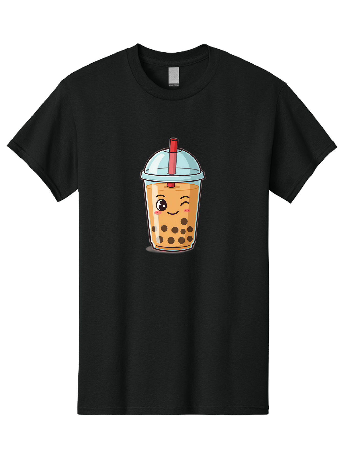 Bubble-Tea-23 Men'S Graphic Tee, 100% Cotton, Comfortable Casual Summer Wear, Machine Washable, Cartoon Boba Tea, Bubble Tea Drink, Animated Beverage, Smiling Face, Winking Eye, Cute Character, Boba Drink, Tea With Boba, Boba Love, Tea Culture Bac704