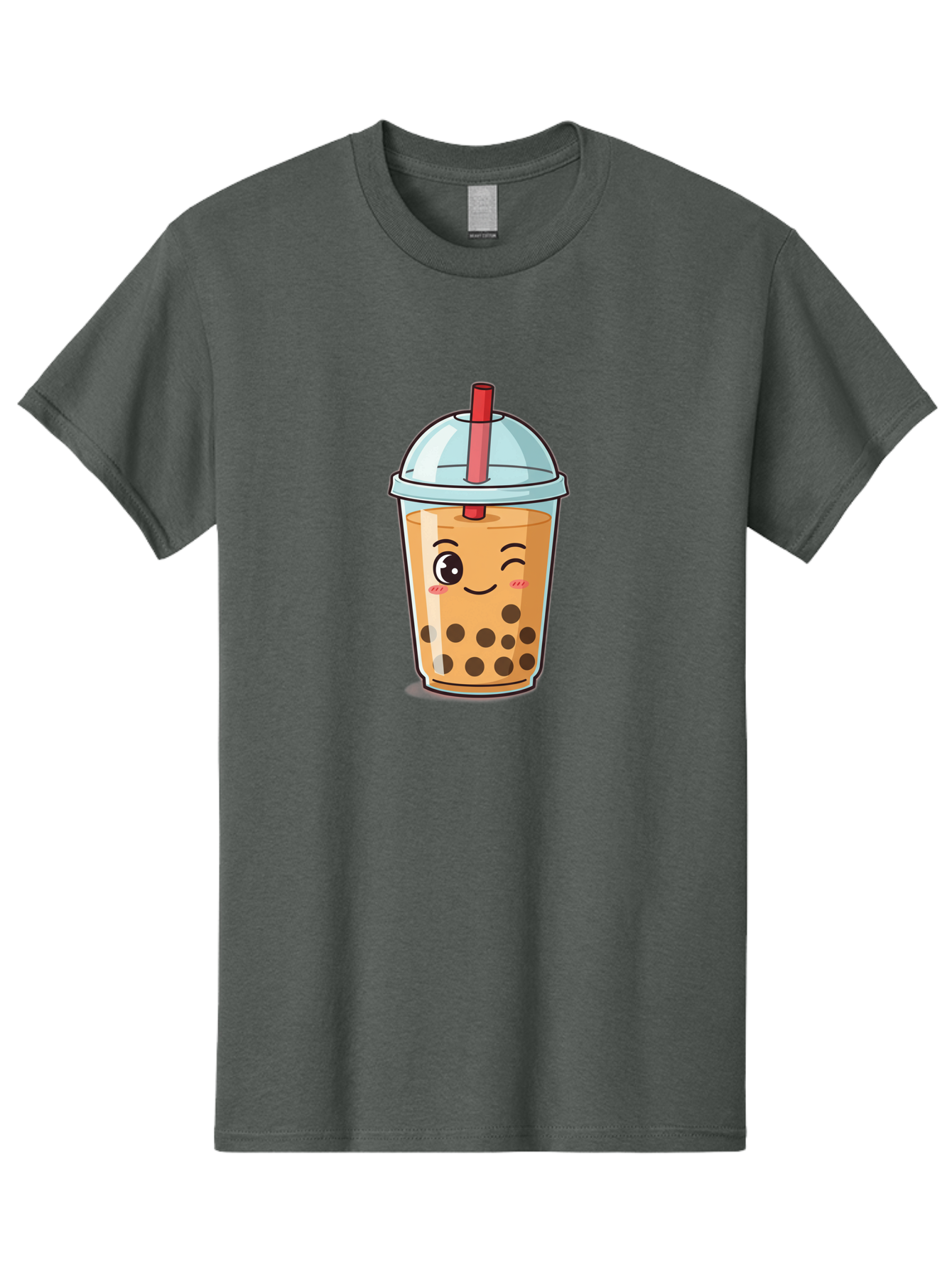 Bubble-Tea-23 Men'S Graphic Tee, 100% Cotton, Comfortable Casual Summer Wear, Machine Washable, Cartoon Boba Tea, Bubble Tea Drink, Animated Beverage, Smiling Face, Winking Eye, Cute Character, Boba Drink, Tea With Boba, Boba Love, Tea Culture Bac704