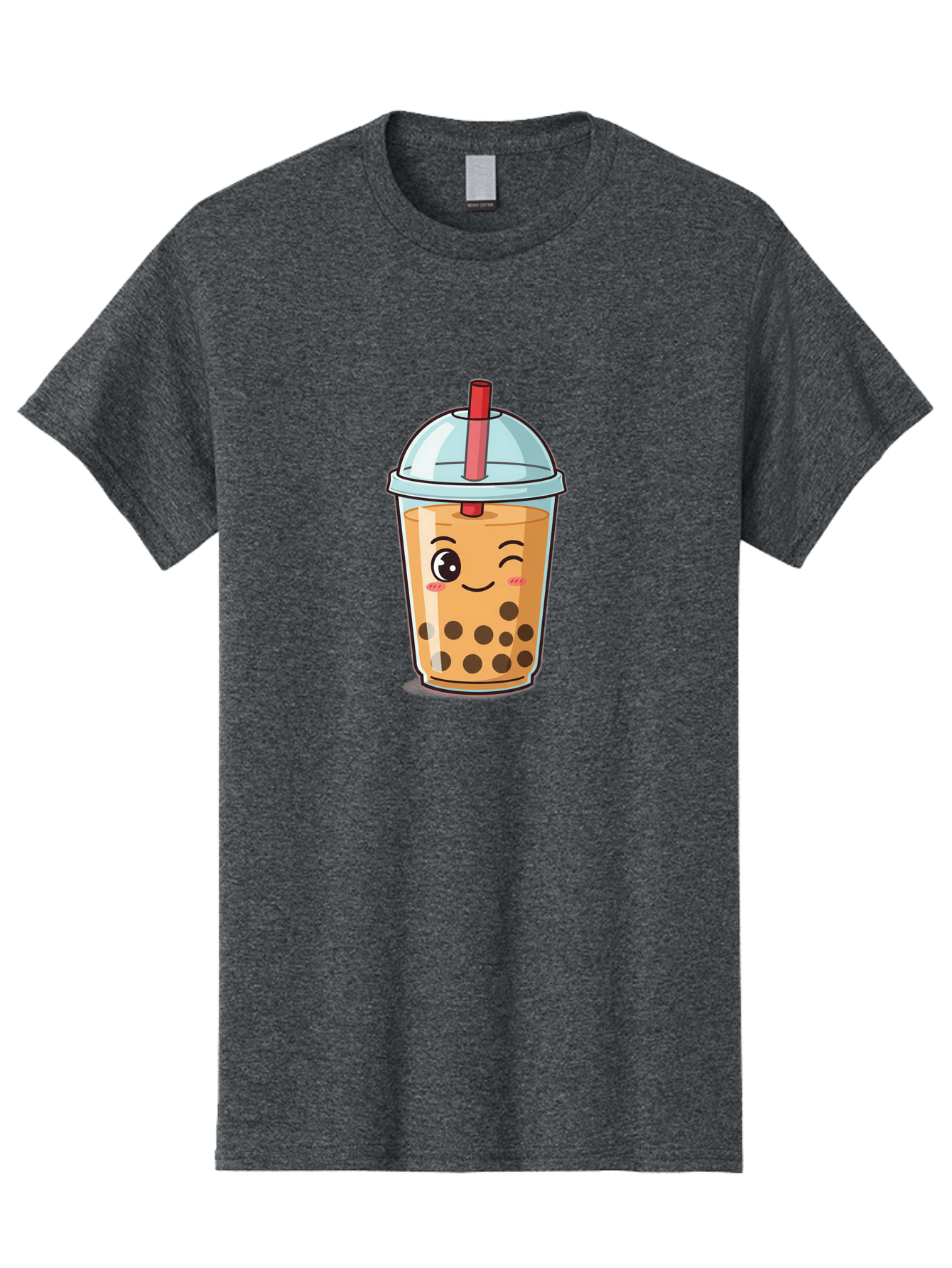 Bubble-Tea-23 Men'S Graphic Tee, 100% Cotton, Comfortable Casual Summer Wear, Machine Washable, Cartoon Boba Tea, Bubble Tea Drink, Animated Beverage, Smiling Face, Winking Eye, Cute Character, Boba Drink, Tea With Boba, Boba Love, Tea Culture Bac704