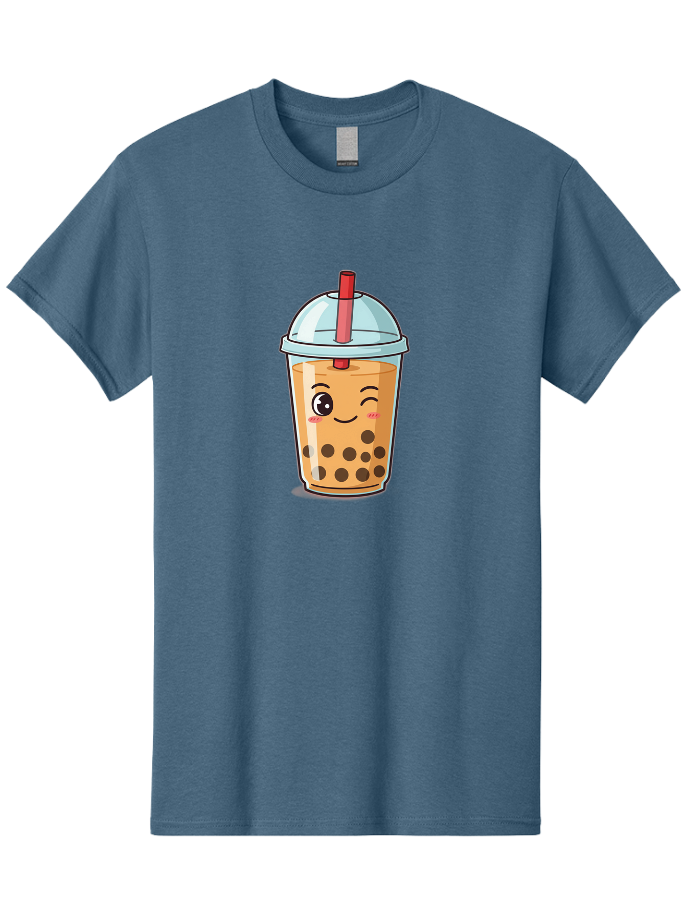 Bubble-Tea-23 Men'S Graphic Tee, 100% Cotton, Comfortable Casual Summer Wear, Machine Washable, Cartoon Boba Tea, Bubble Tea Drink, Animated Beverage, Smiling Face, Winking Eye, Cute Character, Boba Drink, Tea With Boba, Boba Love, Tea Culture Bac704