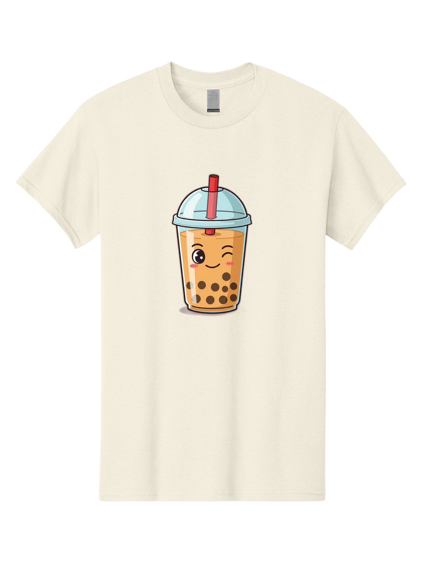 Bubble-Tea-23 Men'S Graphic Tee, 100% Cotton, Comfortable Casual Summer Wear, Machine Washable, Cartoon Boba Tea, Bubble Tea Drink, Animated Beverage, Smiling Face, Winking Eye, Cute Character, Boba Drink, Tea With Boba, Boba Love, Tea Culture Bac704