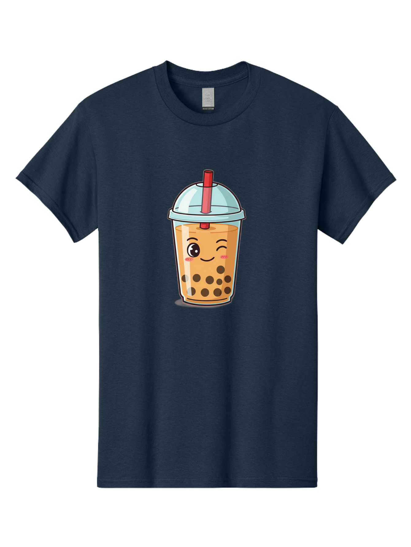 Bubble-Tea-23 Men'S Graphic Tee, 100% Cotton, Comfortable Casual Summer Wear, Machine Washable, Cartoon Boba Tea, Bubble Tea Drink, Animated Beverage, Smiling Face, Winking Eye, Cute Character, Boba Drink, Tea With Boba, Boba Love, Tea Culture Bac704