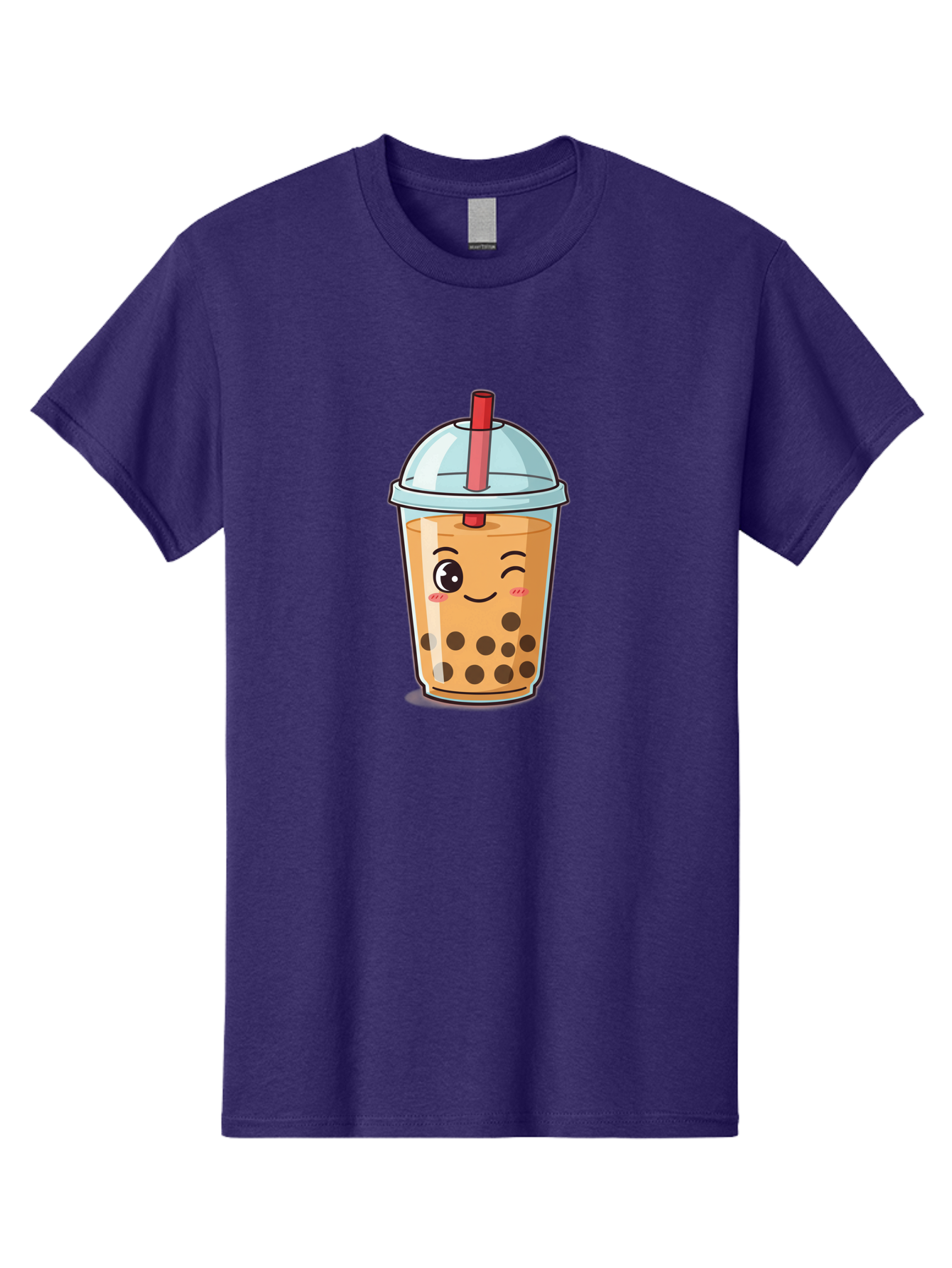 Bubble-Tea-23 Men'S Graphic Tee, 100% Cotton, Comfortable Casual Summer Wear, Machine Washable, Cartoon Boba Tea, Bubble Tea Drink, Animated Beverage, Smiling Face, Winking Eye, Cute Character, Boba Drink, Tea With Boba, Boba Love, Tea Culture Bac704