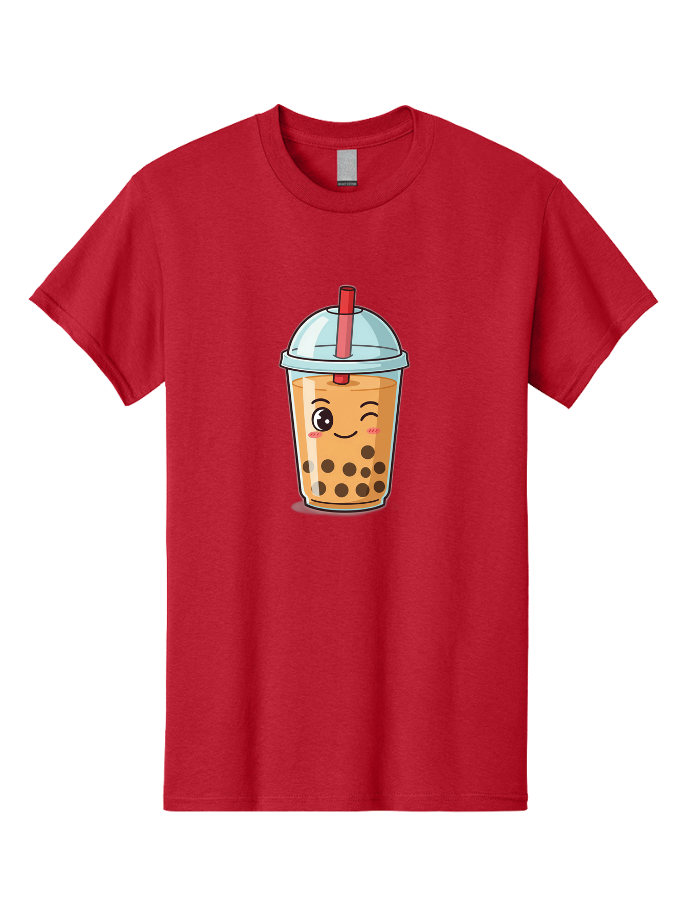 Bubble-Tea-23 Men'S Graphic Tee, 100% Cotton, Comfortable Casual Summer Wear, Machine Washable, Cartoon Boba Tea, Bubble Tea Drink, Animated Beverage, Smiling Face, Winking Eye, Cute Character, Boba Drink, Tea With Boba, Boba Love, Tea Culture Bac704