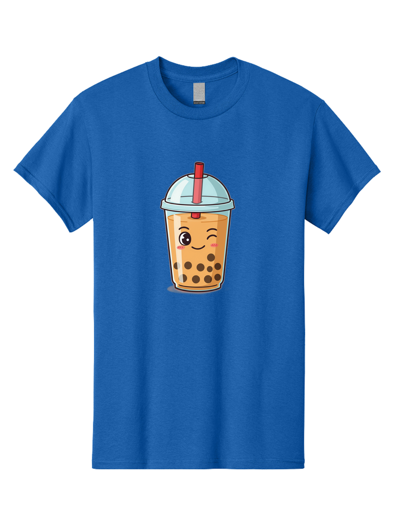 Bubble-Tea-23 Men'S Graphic Tee, 100% Cotton, Comfortable Casual Summer Wear, Machine Washable, Cartoon Boba Tea, Bubble Tea Drink, Animated Beverage, Smiling Face, Winking Eye, Cute Character, Boba Drink, Tea With Boba, Boba Love, Tea Culture Bac704