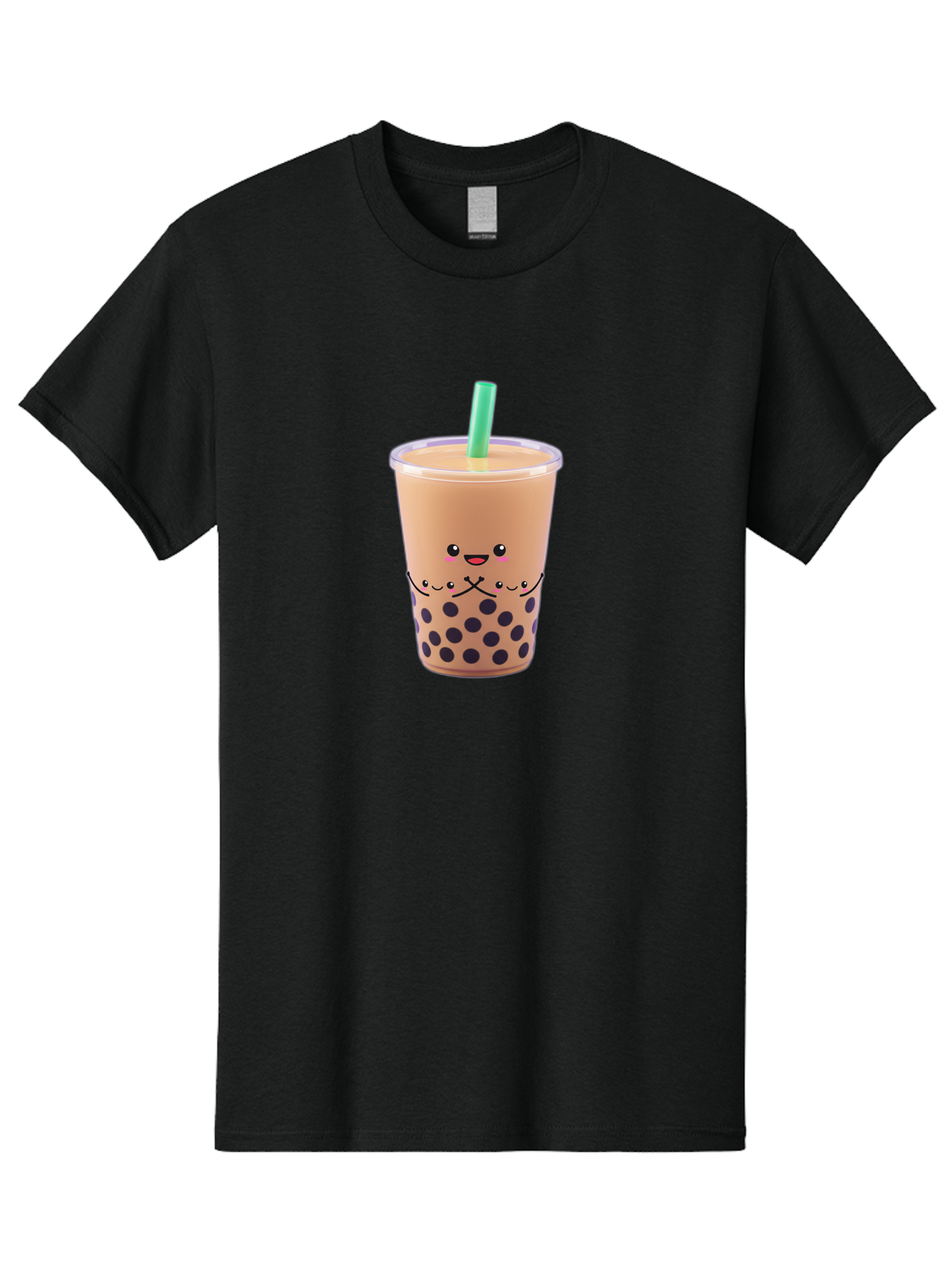 Bubble-Tea-3 Men'S Graphic Tee, 100% Cotton, Comfortable Casual Summer Wear, Machine Washable, Bubble Tea, Smiling Face, Cartoon Character, Milk Tea, Boba Drink, Tea With Straw, Adorable Design, Funny Illustration, Kawaii Culture, Boba Tea, Bac705