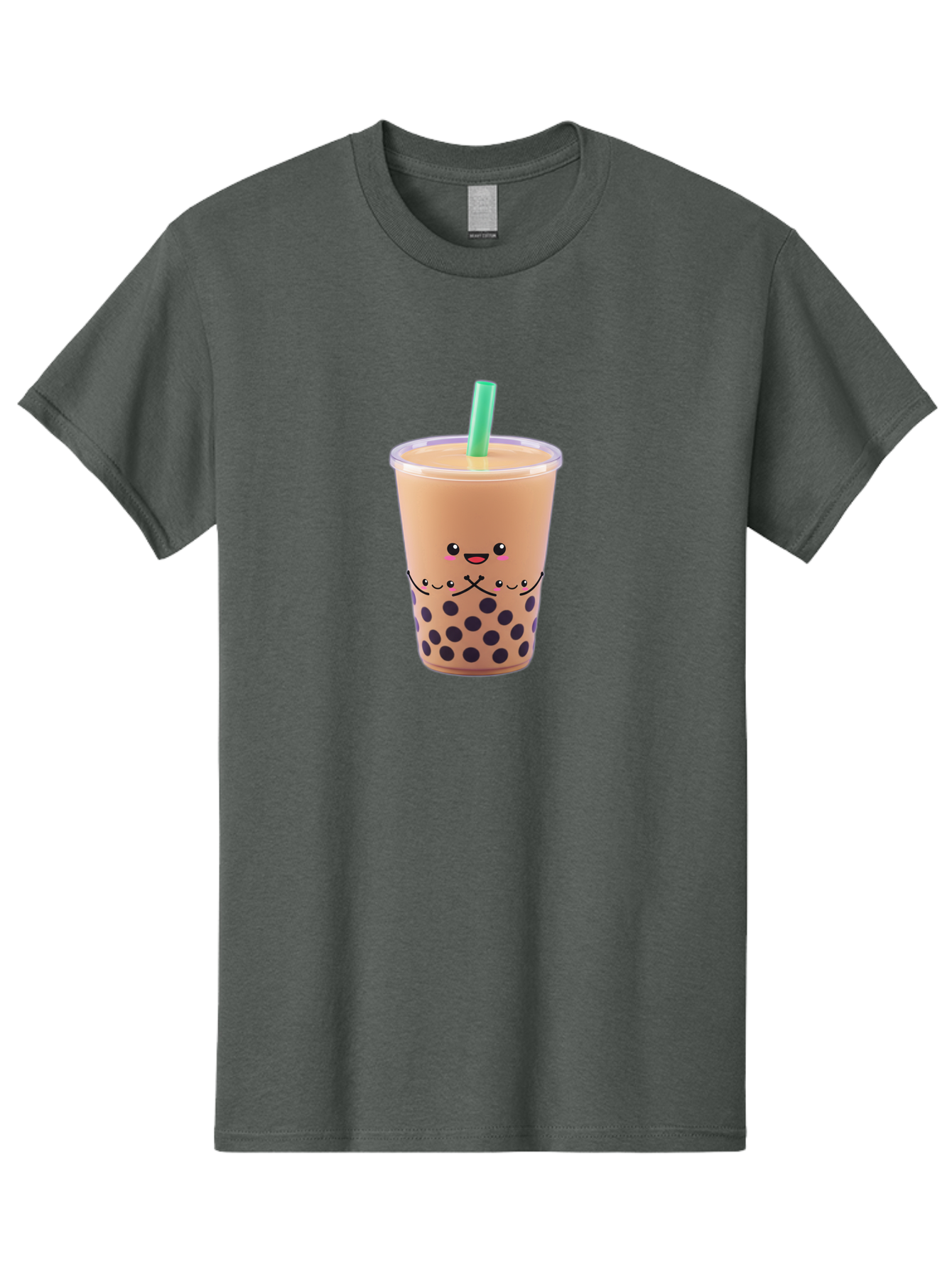 Bubble-Tea-3 Men'S Graphic Tee, 100% Cotton, Comfortable Casual Summer Wear, Machine Washable, Bubble Tea, Smiling Face, Cartoon Character, Milk Tea, Boba Drink, Tea With Straw, Adorable Design, Funny Illustration, Kawaii Culture, Boba Tea, Bac705