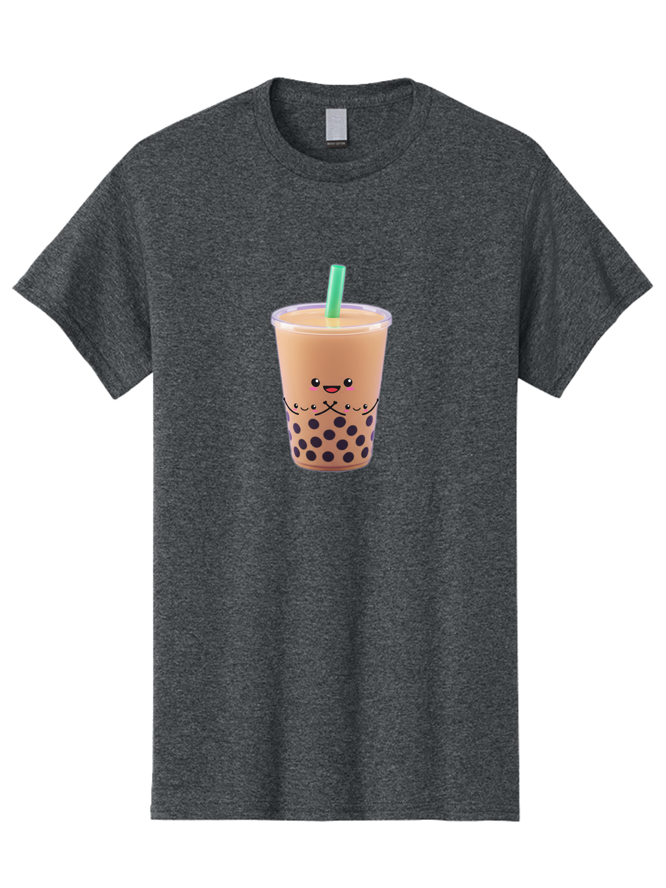 Bubble-Tea-3 Men'S Graphic Tee, 100% Cotton, Comfortable Casual Summer Wear, Machine Washable, Bubble Tea, Smiling Face, Cartoon Character, Milk Tea, Boba Drink, Tea With Straw, Adorable Design, Funny Illustration, Kawaii Culture, Boba Tea, Bac705