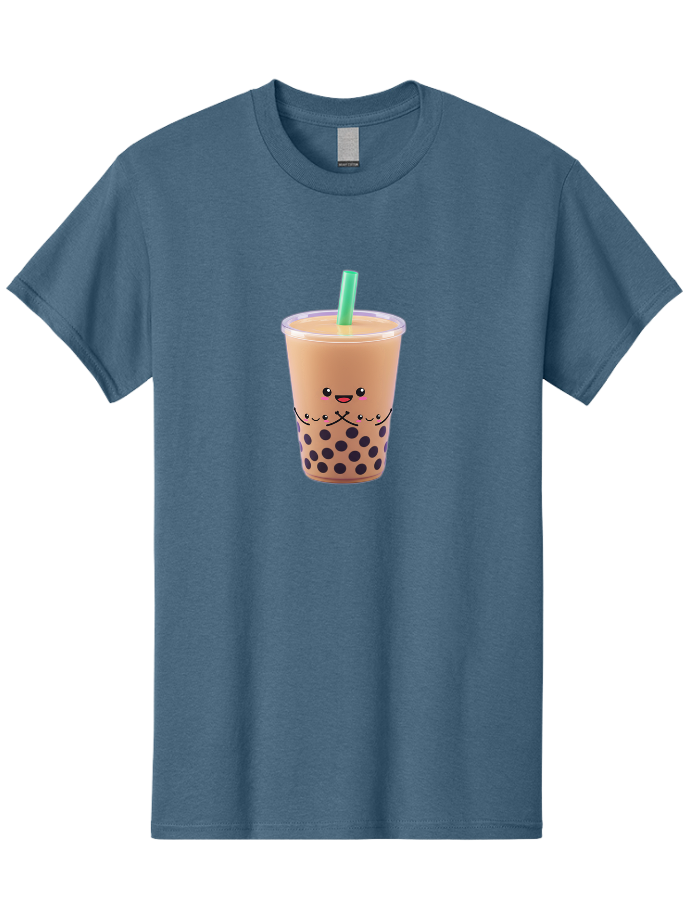 Bubble-Tea-3 Men'S Graphic Tee, 100% Cotton, Comfortable Casual Summer Wear, Machine Washable, Bubble Tea, Smiling Face, Cartoon Character, Milk Tea, Boba Drink, Tea With Straw, Adorable Design, Funny Illustration, Kawaii Culture, Boba Tea, Bac705