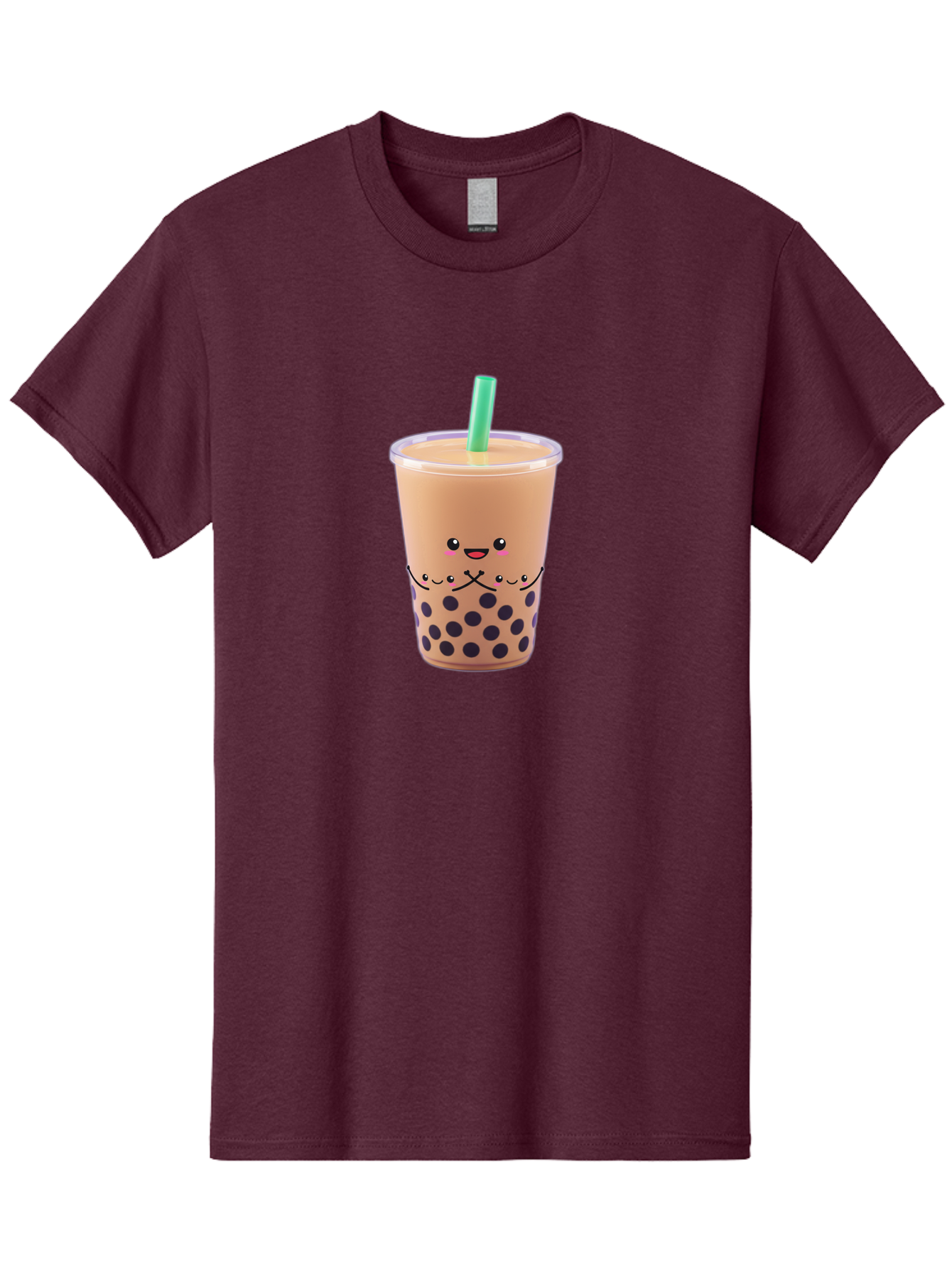 Bubble-Tea-3 Men'S Graphic Tee, 100% Cotton, Comfortable Casual Summer Wear, Machine Washable, Bubble Tea, Smiling Face, Cartoon Character, Milk Tea, Boba Drink, Tea With Straw, Adorable Design, Funny Illustration, Kawaii Culture, Boba Tea, Bac705