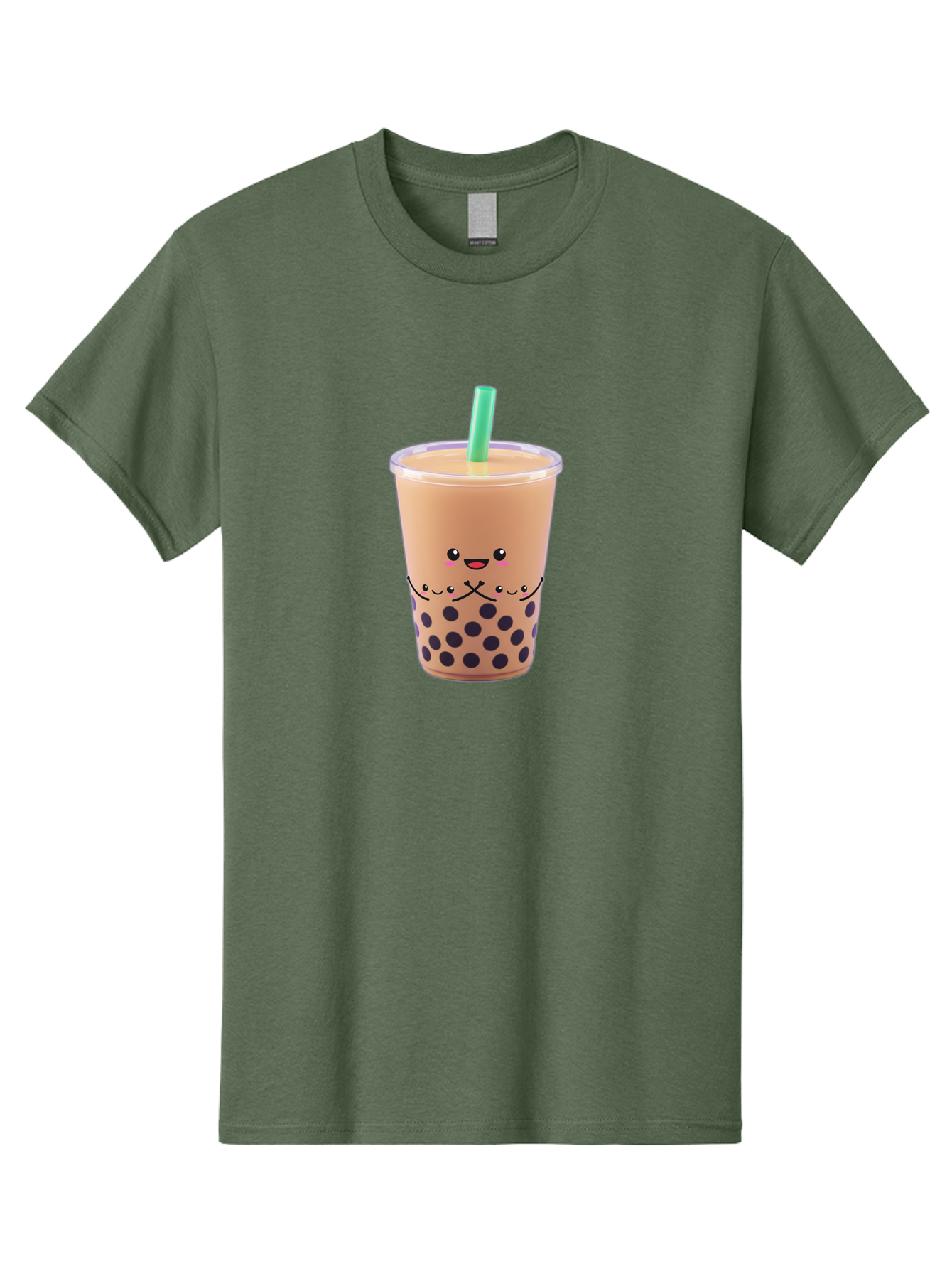 Bubble-Tea-3 Men'S Graphic Tee, 100% Cotton, Comfortable Casual Summer Wear, Machine Washable, Bubble Tea, Smiling Face, Cartoon Character, Milk Tea, Boba Drink, Tea With Straw, Adorable Design, Funny Illustration, Kawaii Culture, Boba Tea, Bac705