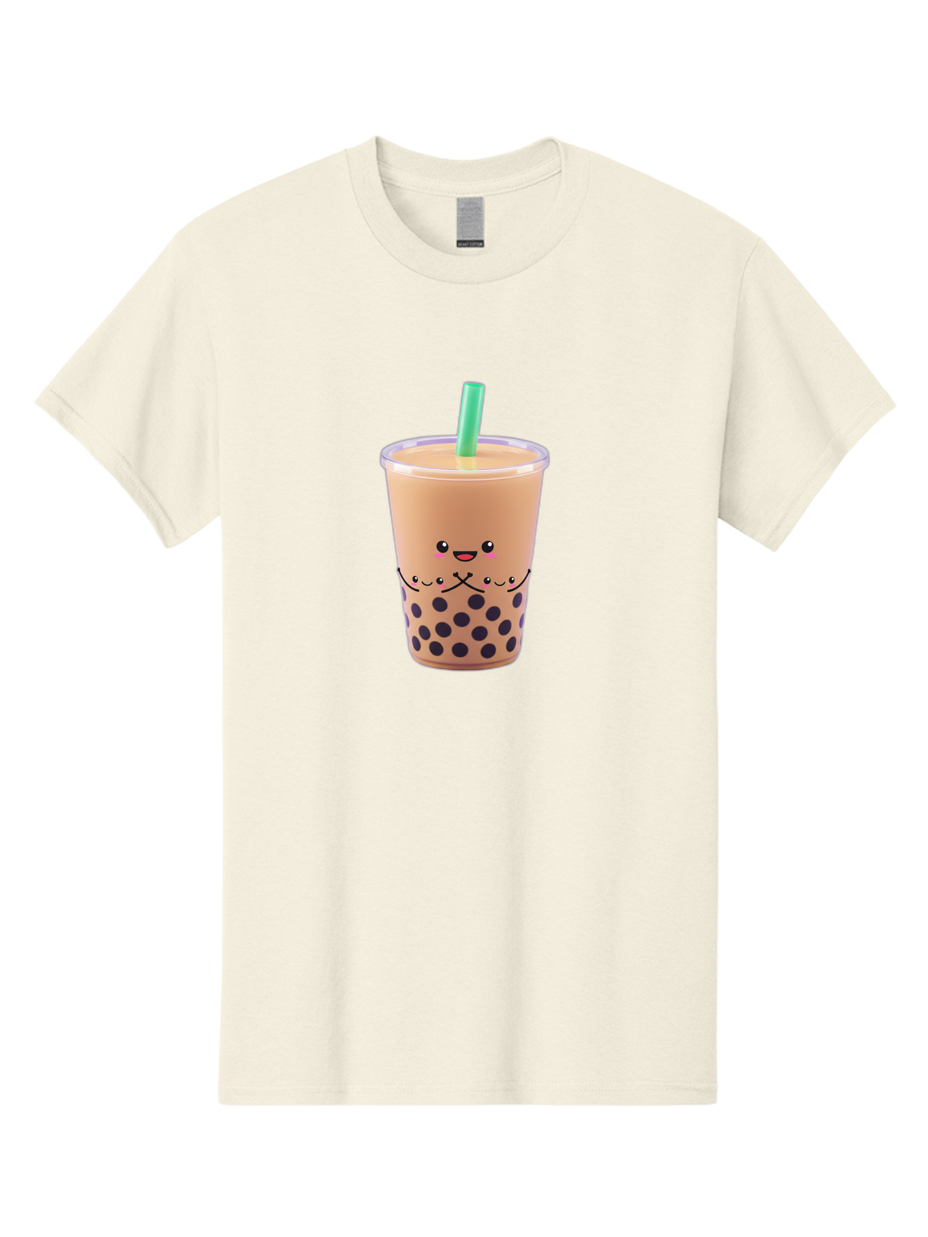 Bubble-Tea-3 Men'S Graphic Tee, 100% Cotton, Comfortable Casual Summer Wear, Machine Washable, Bubble Tea, Smiling Face, Cartoon Character, Milk Tea, Boba Drink, Tea With Straw, Adorable Design, Funny Illustration, Kawaii Culture, Boba Tea, Bac705