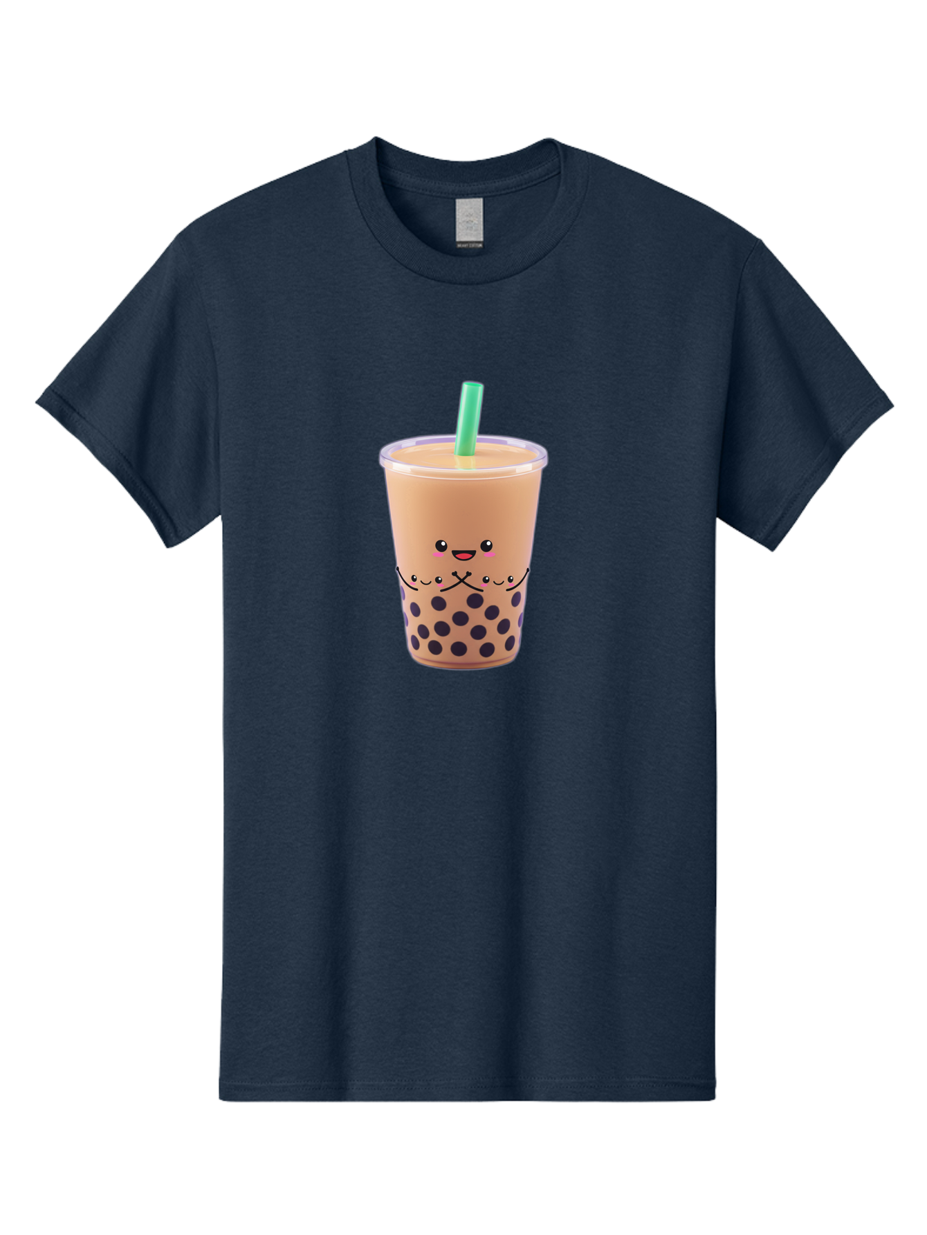 Bubble-Tea-3 Men'S Graphic Tee, 100% Cotton, Comfortable Casual Summer Wear, Machine Washable, Bubble Tea, Smiling Face, Cartoon Character, Milk Tea, Boba Drink, Tea With Straw, Adorable Design, Funny Illustration, Kawaii Culture, Boba Tea, Bac705