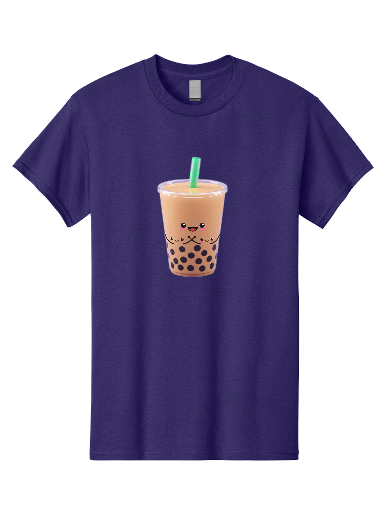 Bubble-Tea-3 Men'S Graphic Tee, 100% Cotton, Comfortable Casual Summer Wear, Machine Washable, Bubble Tea, Smiling Face, Cartoon Character, Milk Tea, Boba Drink, Tea With Straw, Adorable Design, Funny Illustration, Kawaii Culture, Boba Tea, Bac705