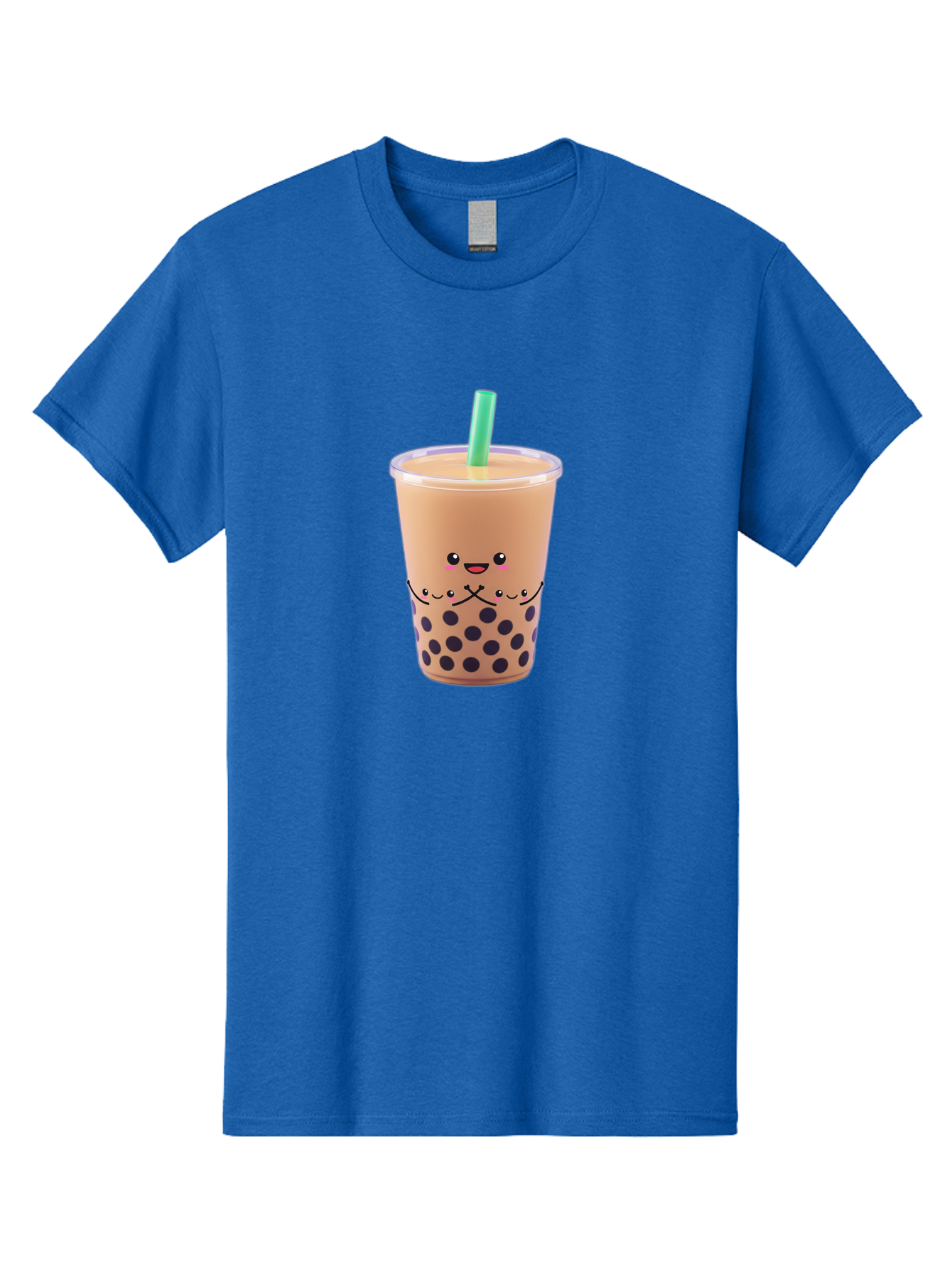 Bubble-Tea-3 Men'S Graphic Tee, 100% Cotton, Comfortable Casual Summer Wear, Machine Washable, Bubble Tea, Smiling Face, Cartoon Character, Milk Tea, Boba Drink, Tea With Straw, Adorable Design, Funny Illustration, Kawaii Culture, Boba Tea, Bac705