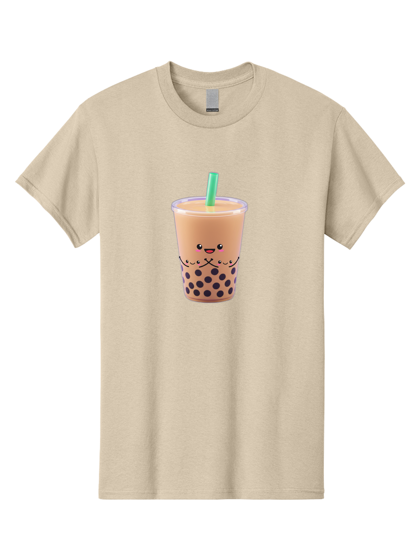 Bubble-Tea-3 Men'S Graphic Tee, 100% Cotton, Comfortable Casual Summer Wear, Machine Washable, Bubble Tea, Smiling Face, Cartoon Character, Milk Tea, Boba Drink, Tea With Straw, Adorable Design, Funny Illustration, Kawaii Culture, Boba Tea, Bac705