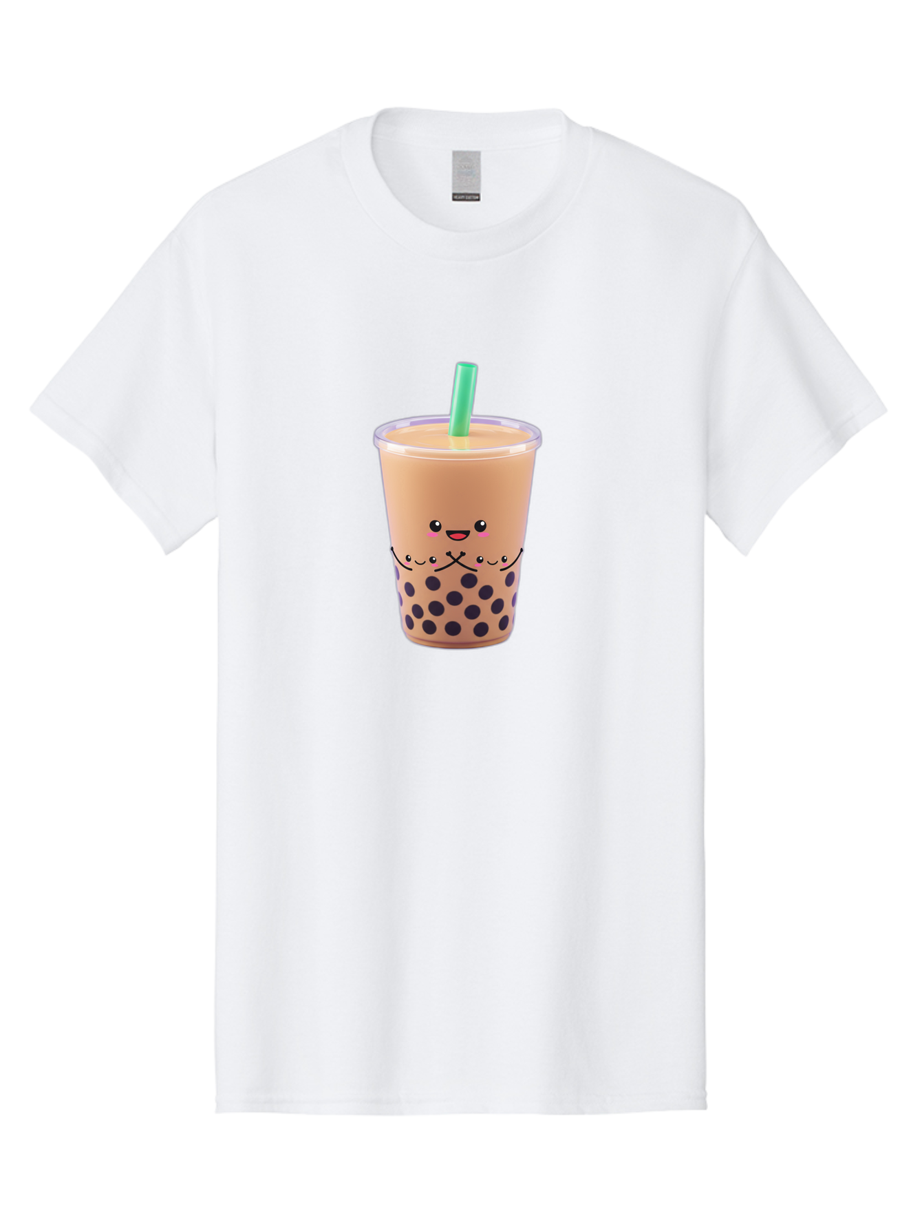 Bubble-Tea-3 Men'S Graphic Tee, 100% Cotton, Comfortable Casual Summer Wear, Machine Washable, Bubble Tea, Smiling Face, Cartoon Character, Milk Tea, Boba Drink, Tea With Straw, Adorable Design, Funny Illustration, Kawaii Culture, Boba Tea, Bac705
