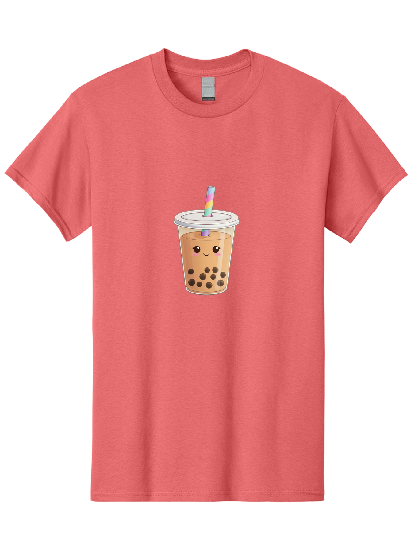 Bubble-Tea-4 Men'S Graphic Tee, 100% Cotton, Comfortable Casual Summer Wear, Machine Washable, Cute Boba Drink, Bubble Tea, Kawaii, Cartoon Beverage, Fun Straw, Adorable Face, Milk Tea, Tapioca Pearls, Smiling Drink, Playful Beverage, Bac706