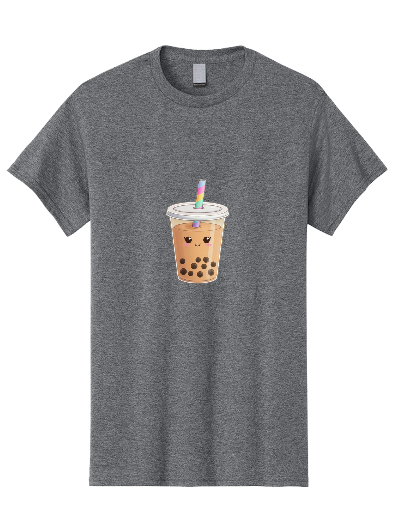 Bubble-Tea-4 Men'S Graphic Tee, 100% Cotton, Comfortable Casual Summer Wear, Machine Washable, Cute Boba Drink, Bubble Tea, Kawaii, Cartoon Beverage, Fun Straw, Adorable Face, Milk Tea, Tapioca Pearls, Smiling Drink, Playful Beverage, Bac706