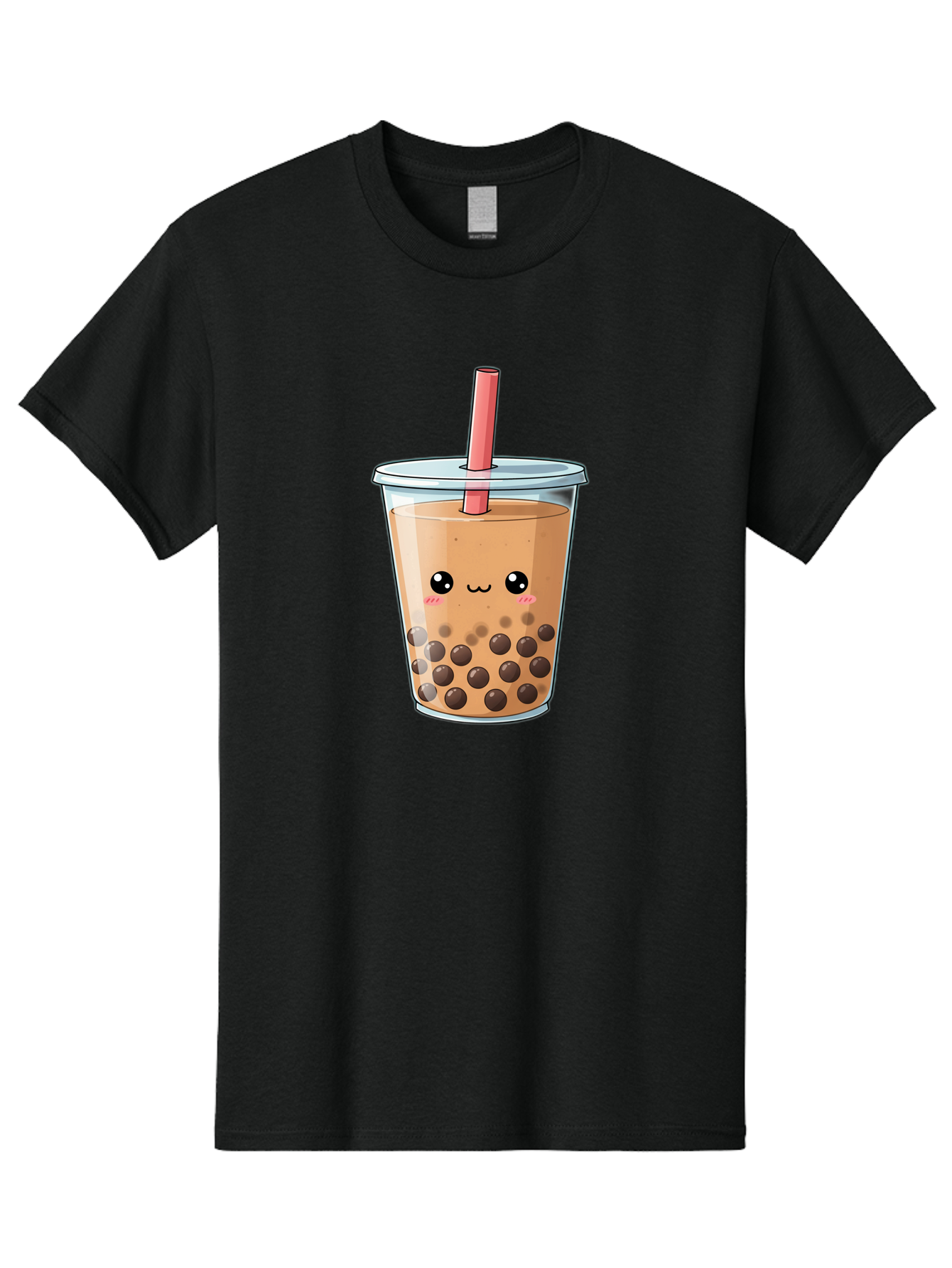 Bubble-Tea-5 Men'S Graphic Tee, 100% Cotton, Comfortable Casual Summer Wear, Machine Washable, Boba Tea, Milk Tea, Bubble Tea, Cute Drink, Cartoon Character, Adorable Face, Happy Expression, Brown Bubbles, Pink Straw, Iced Tea, Tea Culture, Bac707