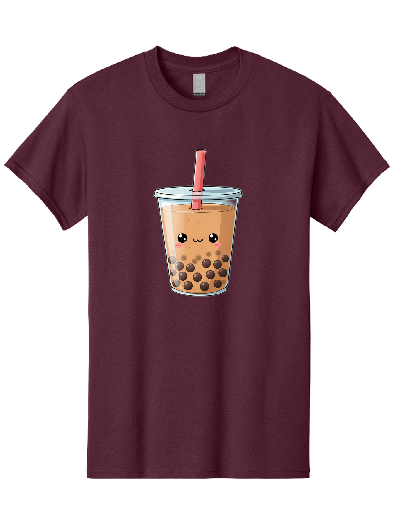 Bubble-Tea-5 Men'S Graphic Tee, 100% Cotton, Comfortable Casual Summer Wear, Machine Washable, Boba Tea, Milk Tea, Bubble Tea, Cute Drink, Cartoon Character, Adorable Face, Happy Expression, Brown Bubbles, Pink Straw, Iced Tea, Tea Culture, Bac707