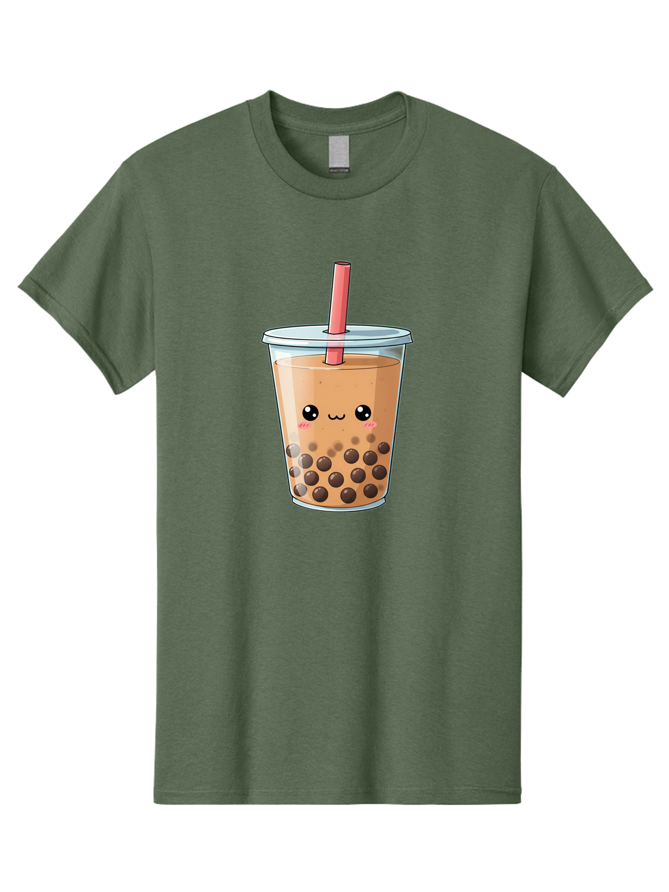 Bubble-Tea-5 Men'S Graphic Tee, 100% Cotton, Comfortable Casual Summer Wear, Machine Washable, Boba Tea, Milk Tea, Bubble Tea, Cute Drink, Cartoon Character, Adorable Face, Happy Expression, Brown Bubbles, Pink Straw, Iced Tea, Tea Culture, Bac707