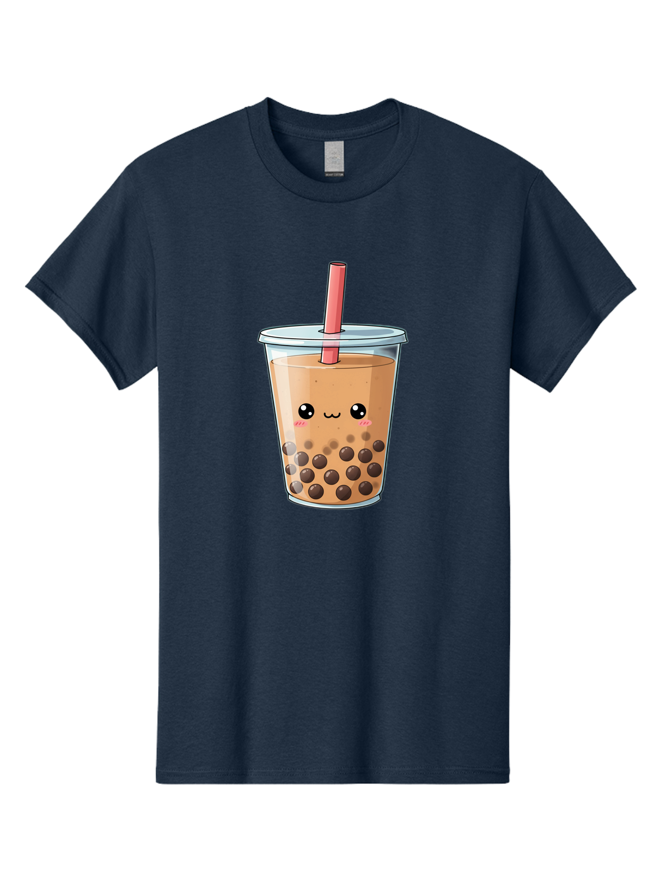 Bubble-Tea-5 Men'S Graphic Tee, 100% Cotton, Comfortable Casual Summer Wear, Machine Washable, Boba Tea, Milk Tea, Bubble Tea, Cute Drink, Cartoon Character, Adorable Face, Happy Expression, Brown Bubbles, Pink Straw, Iced Tea, Tea Culture, Bac707