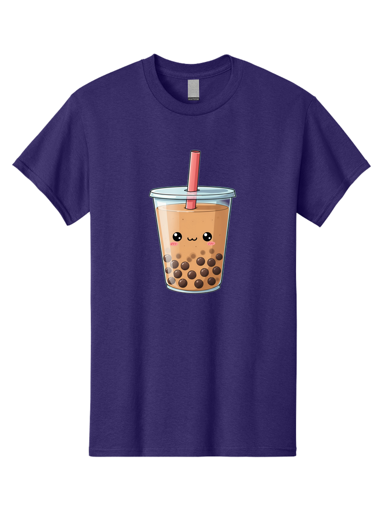 Bubble-Tea-5 Men'S Graphic Tee, 100% Cotton, Comfortable Casual Summer Wear, Machine Washable, Boba Tea, Milk Tea, Bubble Tea, Cute Drink, Cartoon Character, Adorable Face, Happy Expression, Brown Bubbles, Pink Straw, Iced Tea, Tea Culture, Bac707