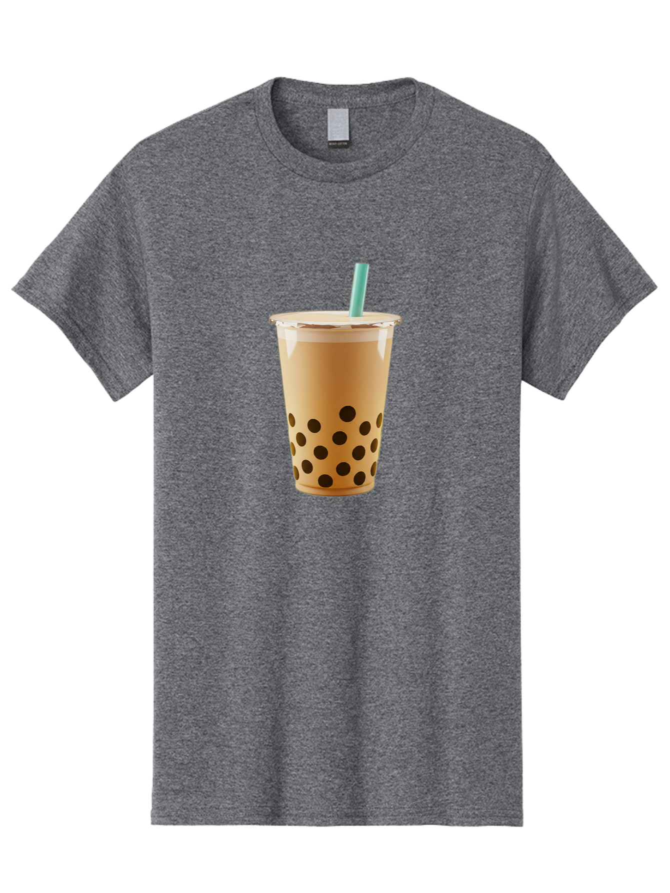 Bubble-Tea-7 Men'S Graphic Tee, 100% Cotton, Comfortable Casual Summer Wear, Machine Washable, Bubble Milk Tea, Boba Drink, Iced Tea, Creamy Texture, Black Tapioca Pearls, Takeout Cup, Blue Straw, Refreshing Beverage, Popular Drink Bac709