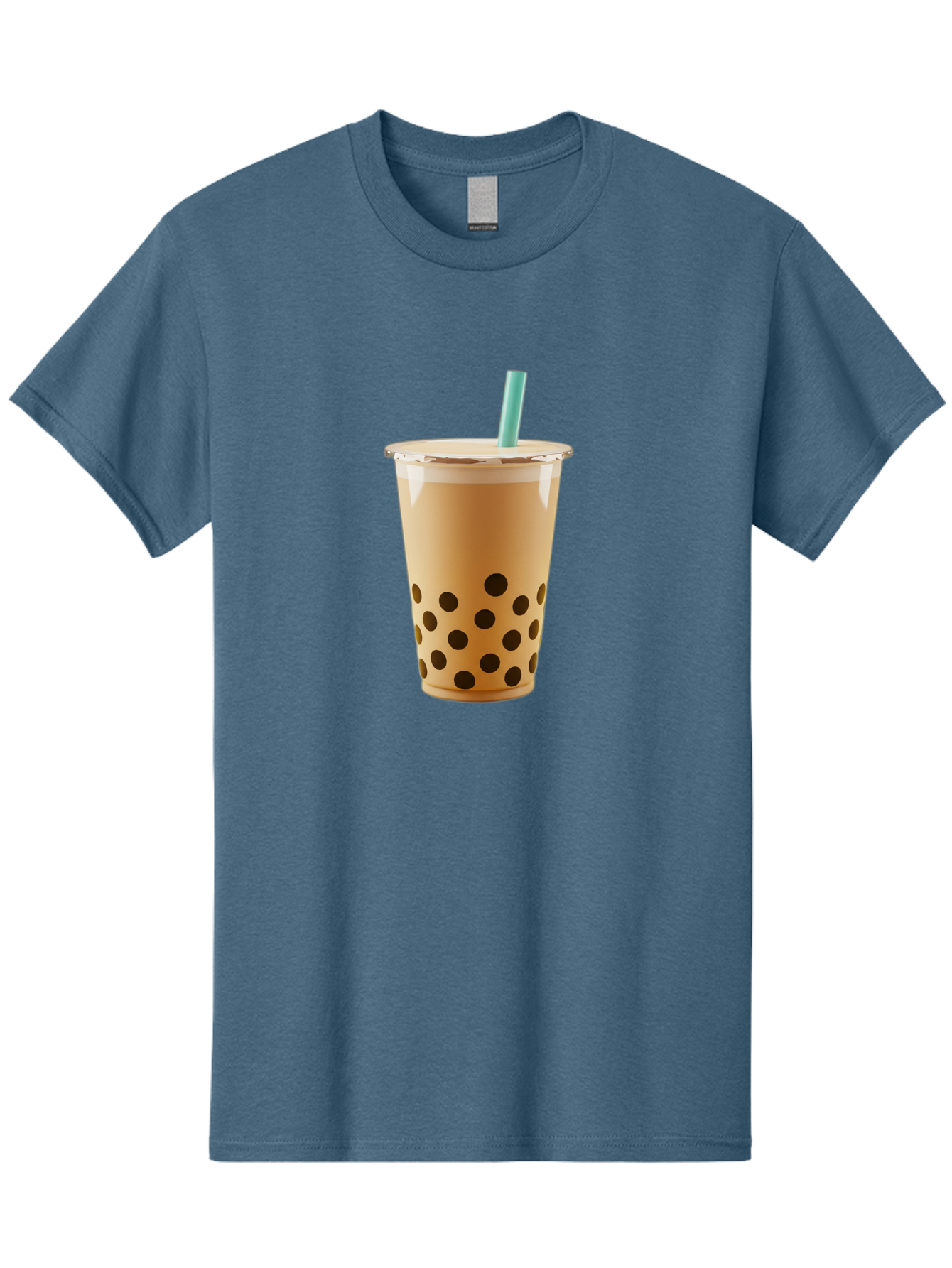 Bubble-Tea-7 Men'S Graphic Tee, 100% Cotton, Comfortable Casual Summer Wear, Machine Washable, Bubble Milk Tea, Boba Drink, Iced Tea, Creamy Texture, Black Tapioca Pearls, Takeout Cup, Blue Straw, Refreshing Beverage, Popular Drink Bac709