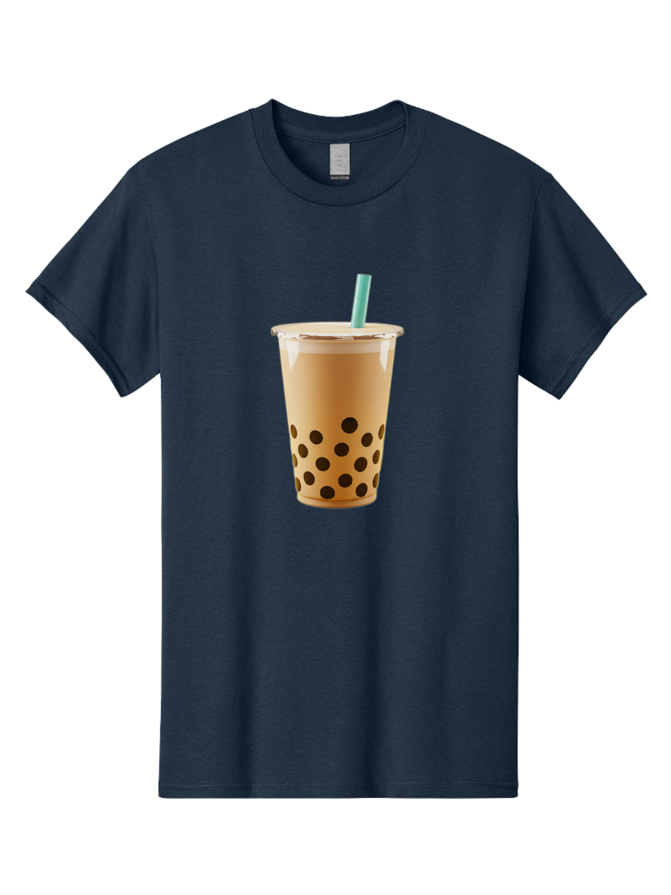 Bubble-Tea-7 Men'S Graphic Tee, 100% Cotton, Comfortable Casual Summer Wear, Machine Washable, Bubble Milk Tea, Boba Drink, Iced Tea, Creamy Texture, Black Tapioca Pearls, Takeout Cup, Blue Straw, Refreshing Beverage, Popular Drink Bac709