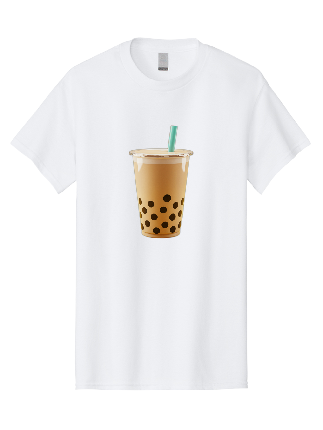 Bubble-Tea-7 Men'S Graphic Tee, 100% Cotton, Comfortable Casual Summer Wear, Machine Washable, Bubble Milk Tea, Boba Drink, Iced Tea, Creamy Texture, Black Tapioca Pearls, Takeout Cup, Blue Straw, Refreshing Beverage, Popular Drink Bac709