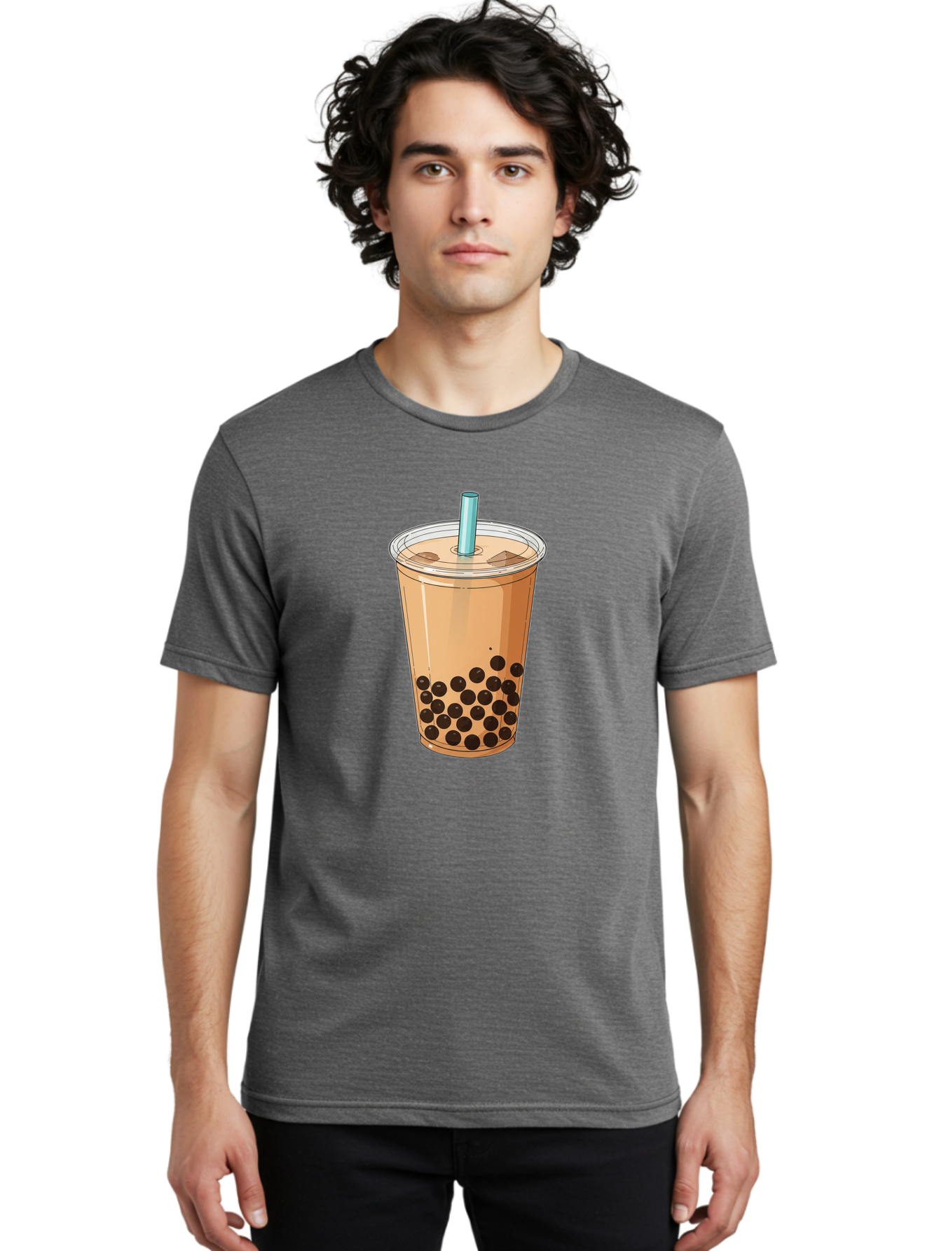 Bubble-Tea-9 Men'S Graphic Tee, 100% Cotton, Comfortable Casual Summer Wear, Machine Washable, Bubble Tea, Milk Tea, Boba, Tapioca Pearls, Takeout Cup, Plastic Straw, Refreshing Drink, Trendy Beverage, Asian-Inspired Bac711