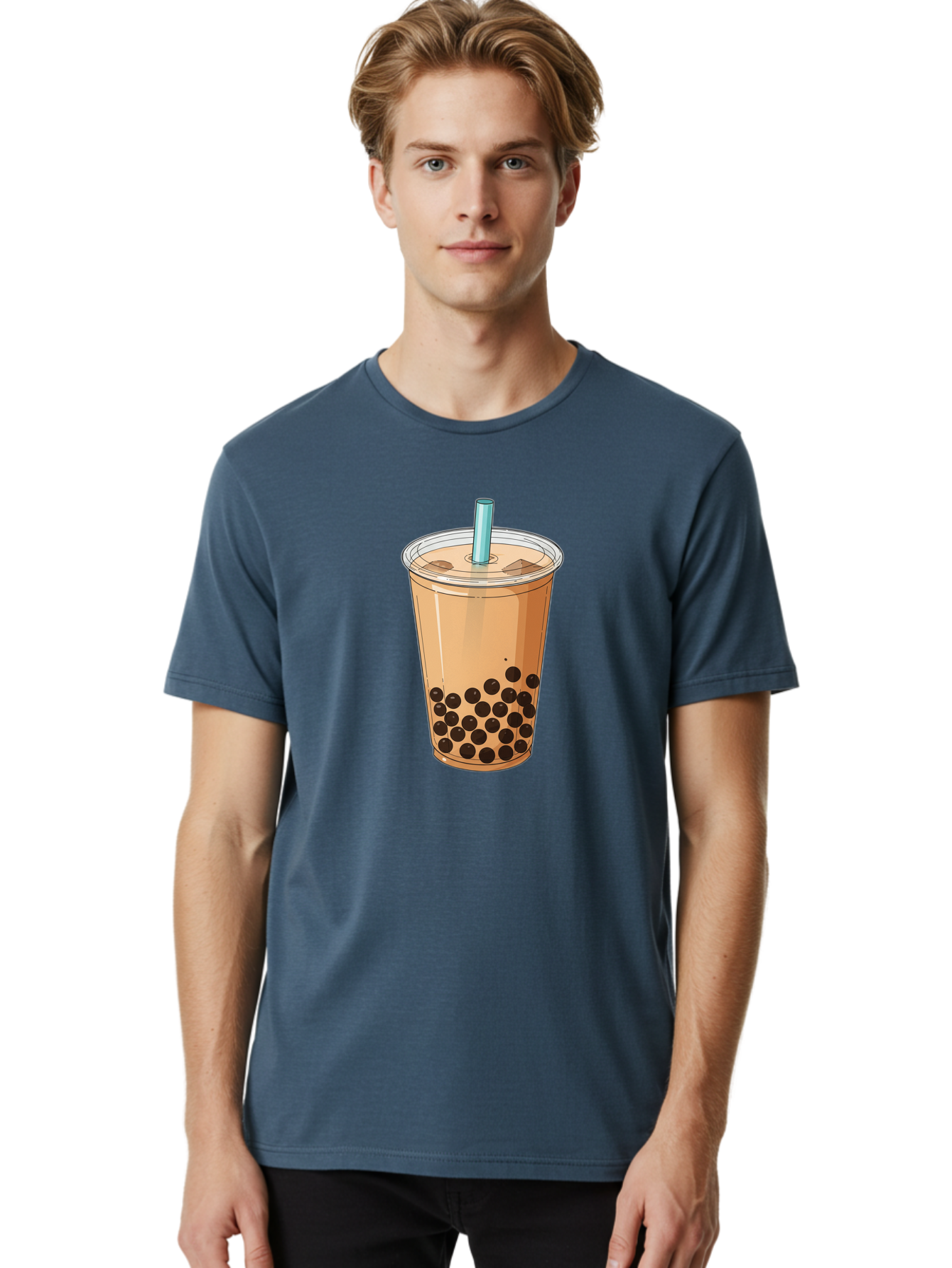 Bubble-Tea-9 Men'S Graphic Tee, 100% Cotton, Comfortable Casual Summer Wear, Machine Washable, Bubble Tea, Milk Tea, Boba, Tapioca Pearls, Takeout Cup, Plastic Straw, Refreshing Drink, Trendy Beverage, Asian-Inspired Bac711