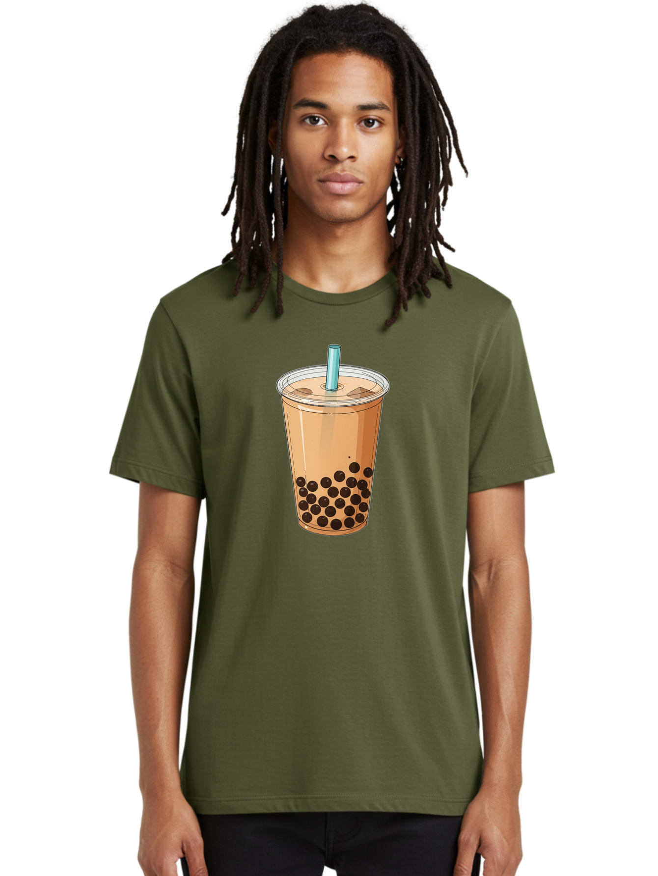 Bubble-Tea-9 Men'S Graphic Tee, 100% Cotton, Comfortable Casual Summer Wear, Machine Washable, Bubble Tea, Milk Tea, Boba, Tapioca Pearls, Takeout Cup, Plastic Straw, Refreshing Drink, Trendy Beverage, Asian-Inspired Bac711
