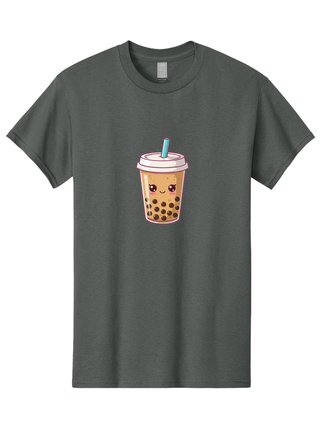 Bubble-Tea Men'S Graphic Tee, 100% Cotton, Comfortable Casual Summer Wear, Machine Washable, Cartoon Bubble Tea, Milk Tea With Boba, Bubble Tea Drink, Kawaii Drink, Cute Beverage, Boba Tea, Tea With Straw, Smiling Drink Bac714