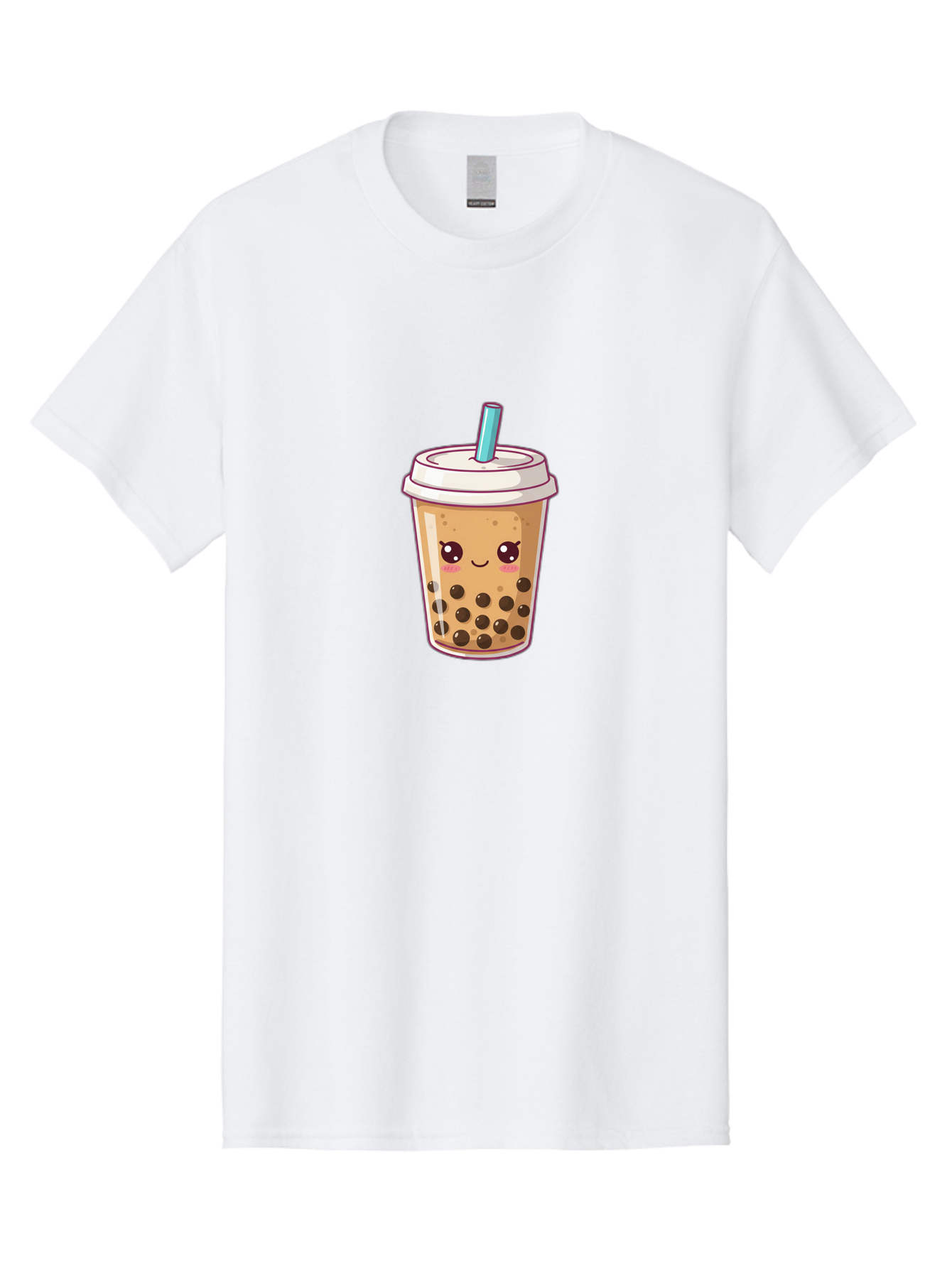 Bubble-Tea Men'S Graphic Tee, 100% Cotton, Comfortable Casual Summer Wear, Machine Washable, Cartoon Bubble Tea, Milk Tea With Boba, Bubble Tea Drink, Kawaii Drink, Cute Beverage, Boba Tea, Tea With Straw, Smiling Drink Bac714