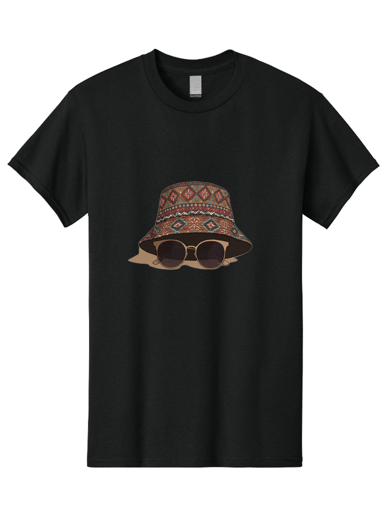 Bucket-Hat-Sunglasses-1 Men'S Graphic Tee, 100% Cotton, Comfortable Casual Summer Wear, Machine Washable, Boho Chic Style, Sunglasses, Hat Fashion, Summer Vibes, Trendy Sunglasses, Fashion Accessory, Stylish Hat Bac717