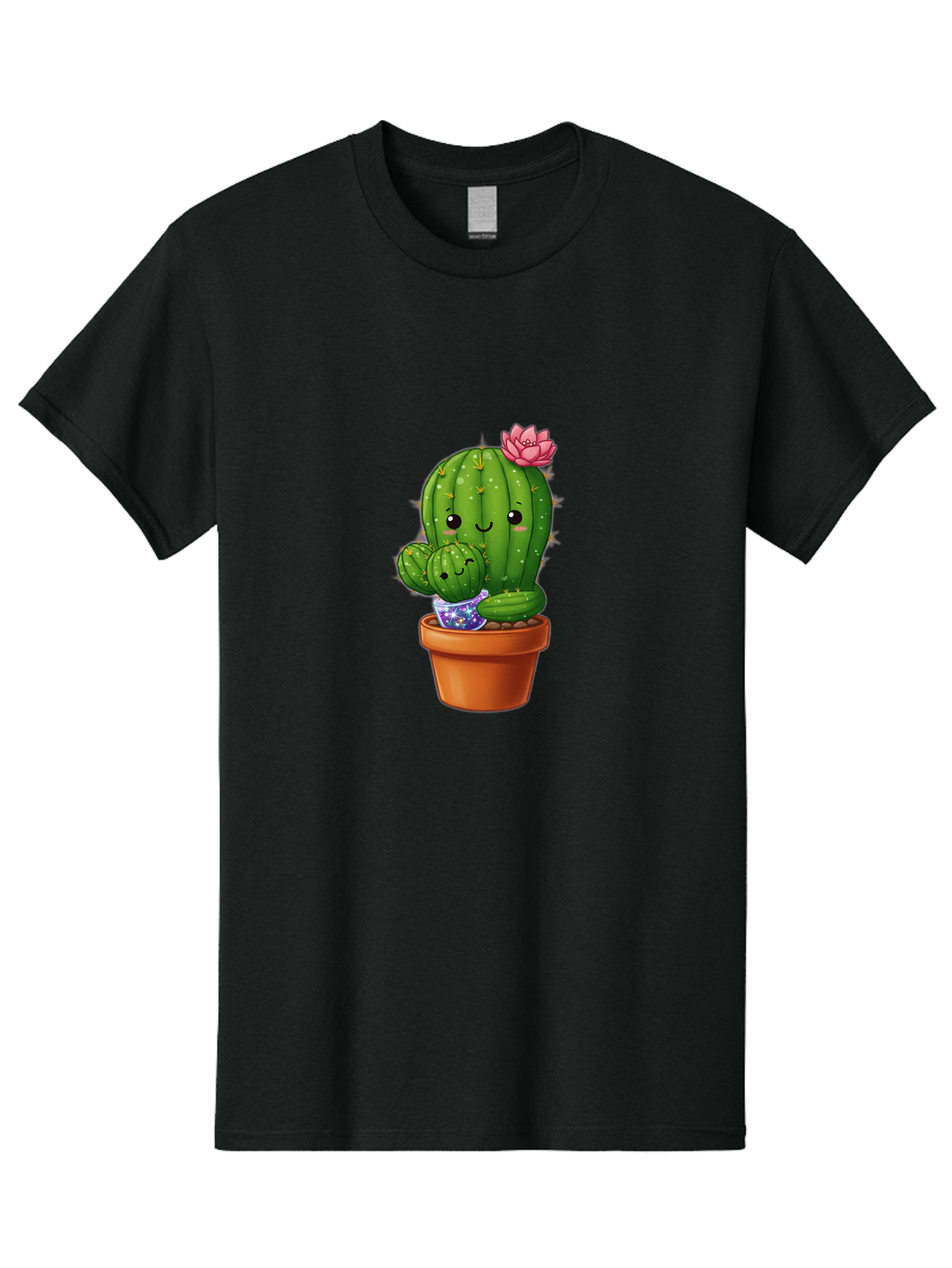 Cactus-1 Men'S Graphic Tee, 100% Cotton, Comfortable Casual Summer Wear, Machine Washable, Cactus In Terracotta Pot, Smiling Cactus, Baby Cactus In Pot, Cute Cartoon Cactus, Cactus With Pink Flower, Happy Cactus, Desert Plants, Adorable Cacti, Bac723
