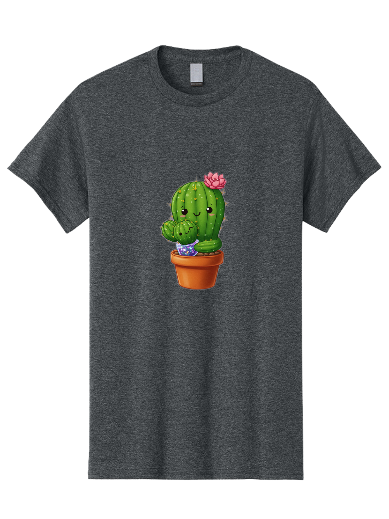 Cactus-1 Men'S Graphic Tee, 100% Cotton, Comfortable Casual Summer Wear, Machine Washable, Cactus In Terracotta Pot, Smiling Cactus, Baby Cactus In Pot, Cute Cartoon Cactus, Cactus With Pink Flower, Happy Cactus, Desert Plants, Adorable Cacti, Bac723