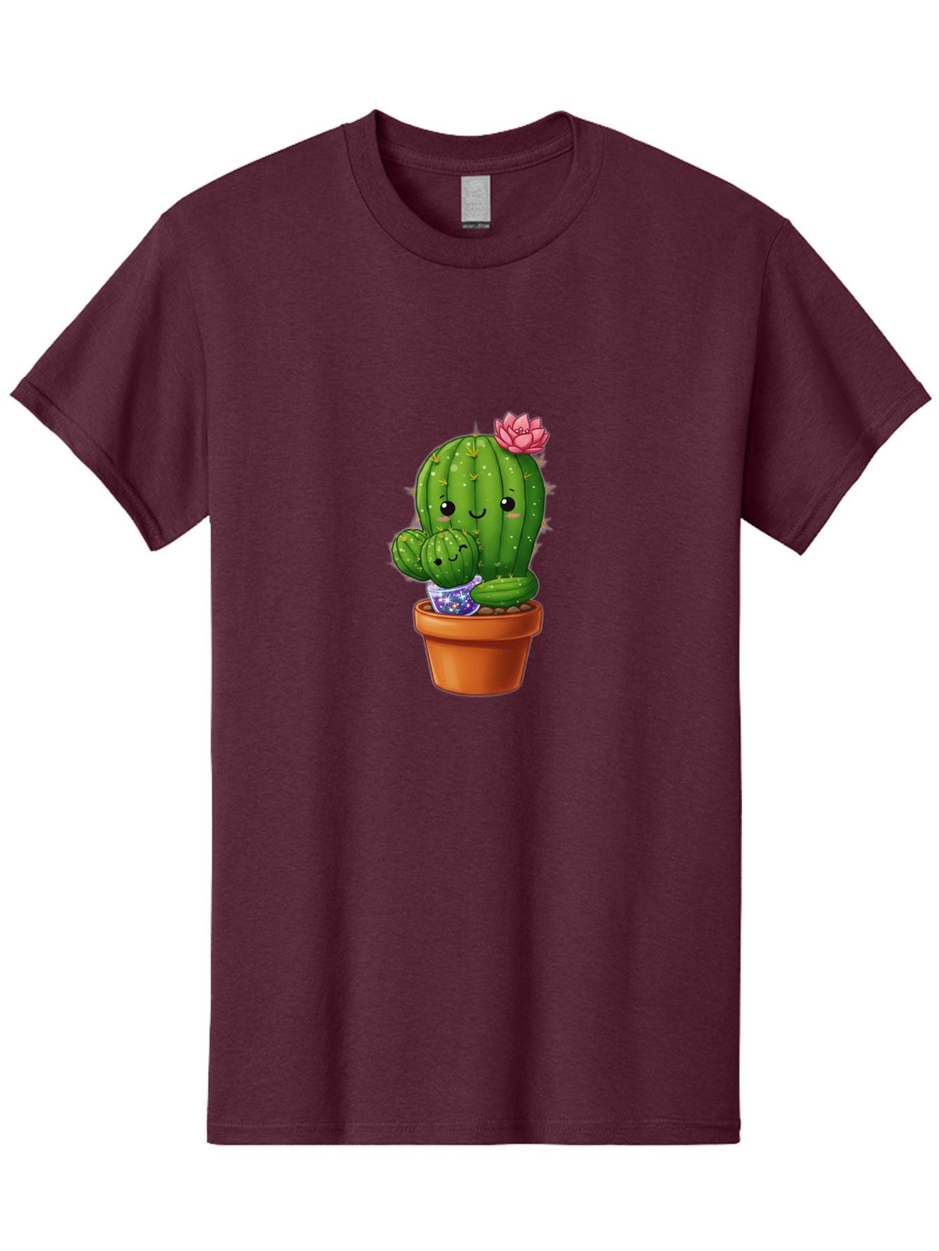 Cactus-1 Men'S Graphic Tee, 100% Cotton, Comfortable Casual Summer Wear, Machine Washable, Cactus In Terracotta Pot, Smiling Cactus, Baby Cactus In Pot, Cute Cartoon Cactus, Cactus With Pink Flower, Happy Cactus, Desert Plants, Adorable Cacti, Bac723