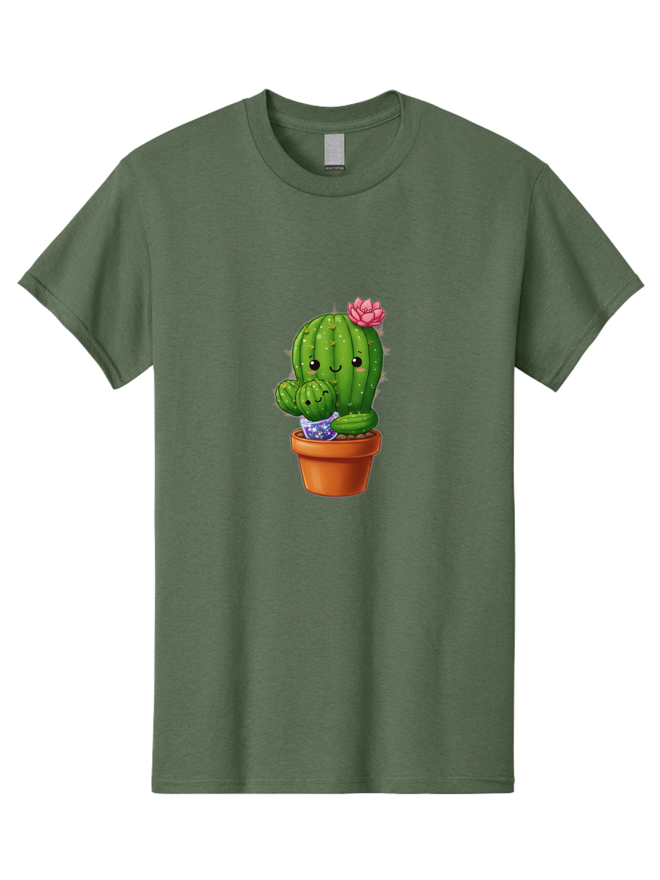 Cactus-1 Men'S Graphic Tee, 100% Cotton, Comfortable Casual Summer Wear, Machine Washable, Cactus In Terracotta Pot, Smiling Cactus, Baby Cactus In Pot, Cute Cartoon Cactus, Cactus With Pink Flower, Happy Cactus, Desert Plants, Adorable Cacti, Bac723