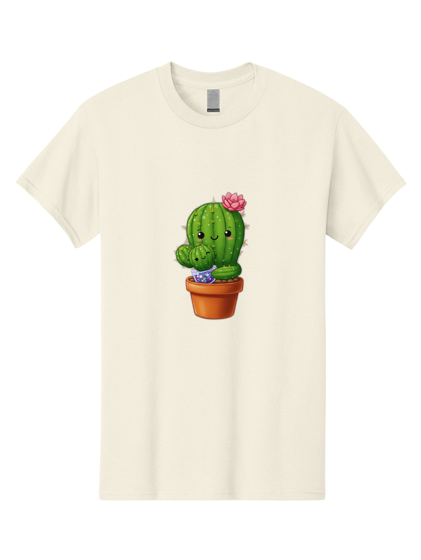 Cactus-1 Men'S Graphic Tee, 100% Cotton, Comfortable Casual Summer Wear, Machine Washable, Cactus In Terracotta Pot, Smiling Cactus, Baby Cactus In Pot, Cute Cartoon Cactus, Cactus With Pink Flower, Happy Cactus, Desert Plants, Adorable Cacti, Bac723