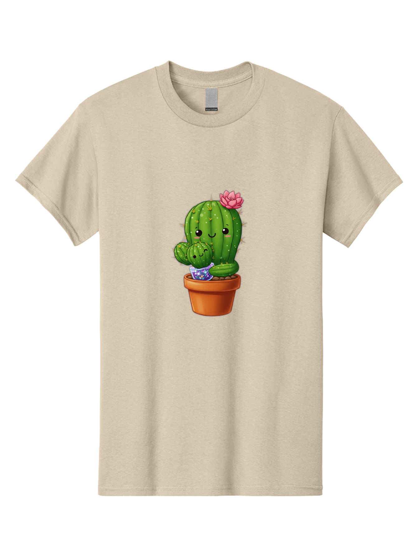 Cactus-1 Men'S Graphic Tee, 100% Cotton, Comfortable Casual Summer Wear, Machine Washable, Cactus In Terracotta Pot, Smiling Cactus, Baby Cactus In Pot, Cute Cartoon Cactus, Cactus With Pink Flower, Happy Cactus, Desert Plants, Adorable Cacti, Bac723