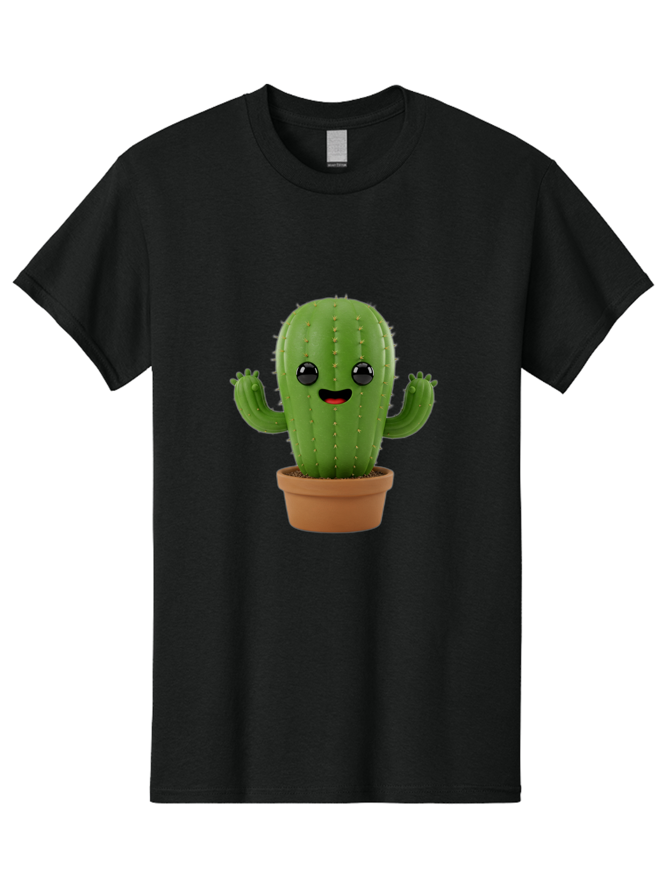 Cactus-3 Men'S Graphic Tee, 100% Cotton, Comfortable Casual Summer Wear, Machine Washable, Cartoon Cactus, Potted Cactus, Playful Plant, Friendly Cactus, Adorable Character, Quirky Decoration, Digital Art, Fun Design, Happy Face, Cartoon Style Bac725