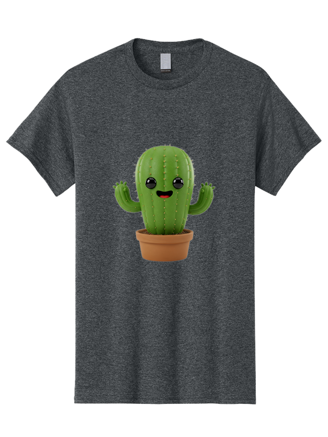 Cactus-3 Men'S Graphic Tee, 100% Cotton, Comfortable Casual Summer Wear, Machine Washable, Cartoon Cactus, Potted Cactus, Playful Plant, Friendly Cactus, Adorable Character, Quirky Decoration, Digital Art, Fun Design, Happy Face, Cartoon Style Bac725