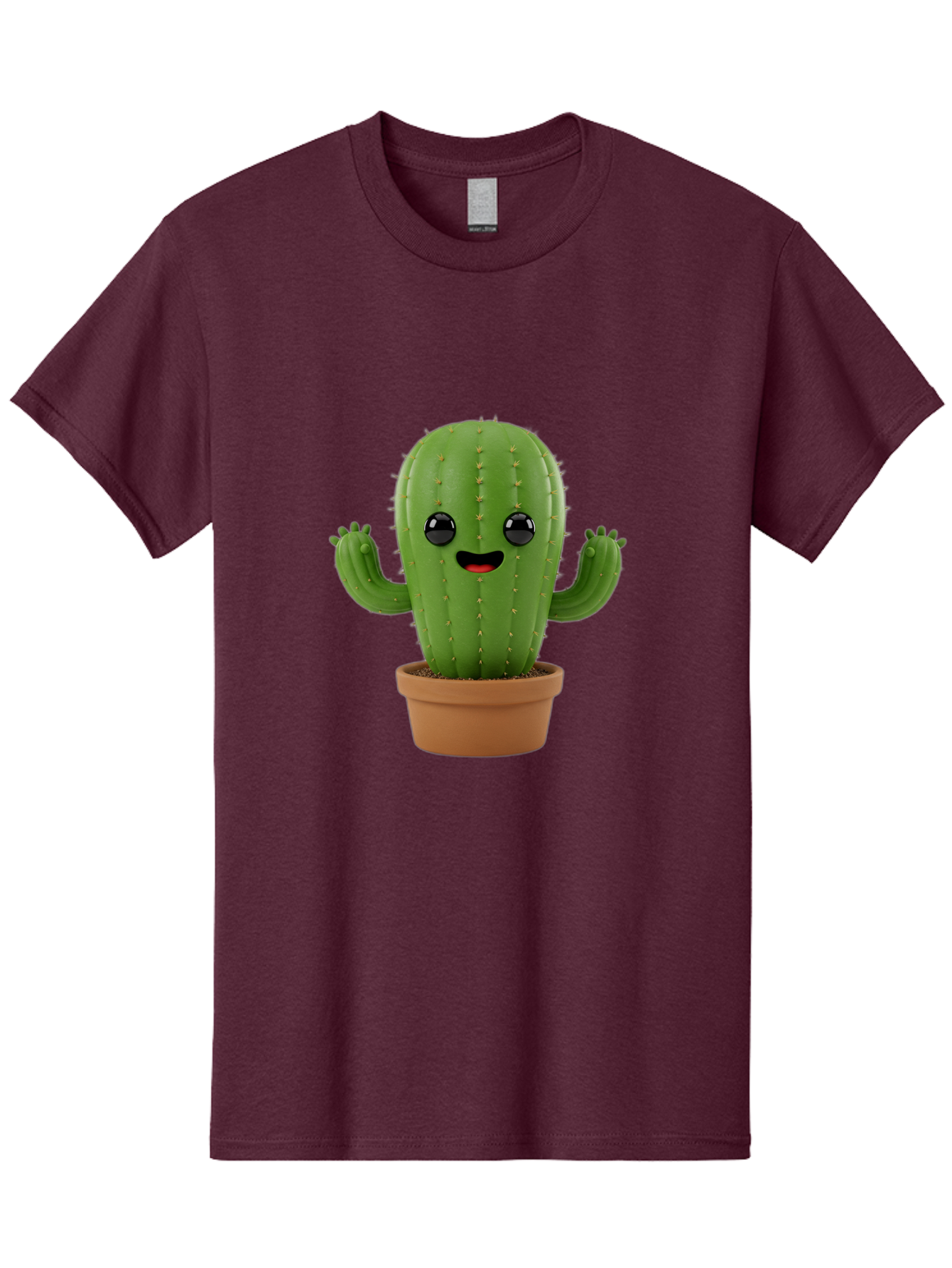 Cactus-3 Men'S Graphic Tee, 100% Cotton, Comfortable Casual Summer Wear, Machine Washable, Cartoon Cactus, Potted Cactus, Playful Plant, Friendly Cactus, Adorable Character, Quirky Decoration, Digital Art, Fun Design, Happy Face, Cartoon Style Bac725